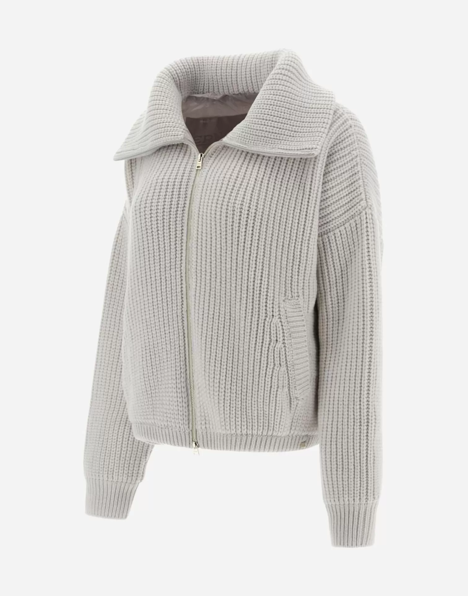 Herno Bomber>Resort Bomber Jacket In Eternity Brioche Knit Mastic (Dove Grey)