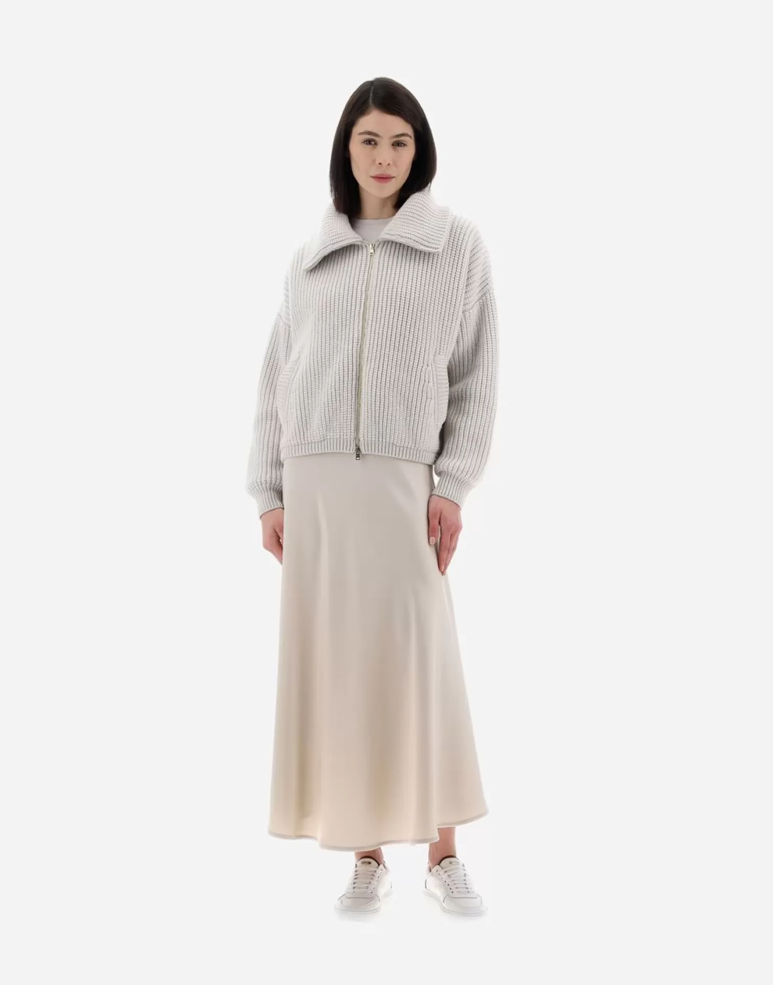 Herno Bomber>Resort Bomber Jacket In Eternity Brioche Knit Mastic (Dove Grey)