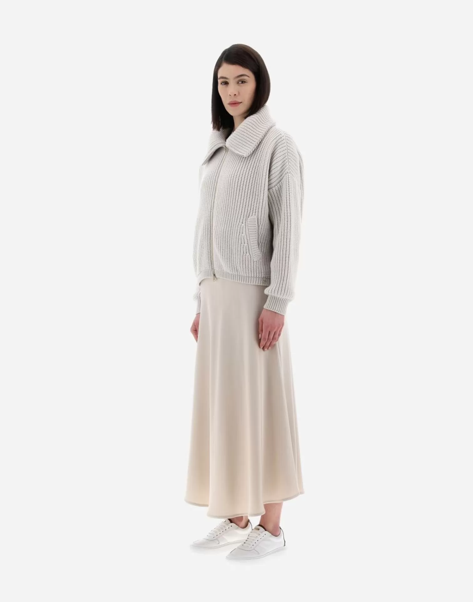 Herno Bomber>Resort Bomber Jacket In Eternity Brioche Knit Mastic (Dove Grey)