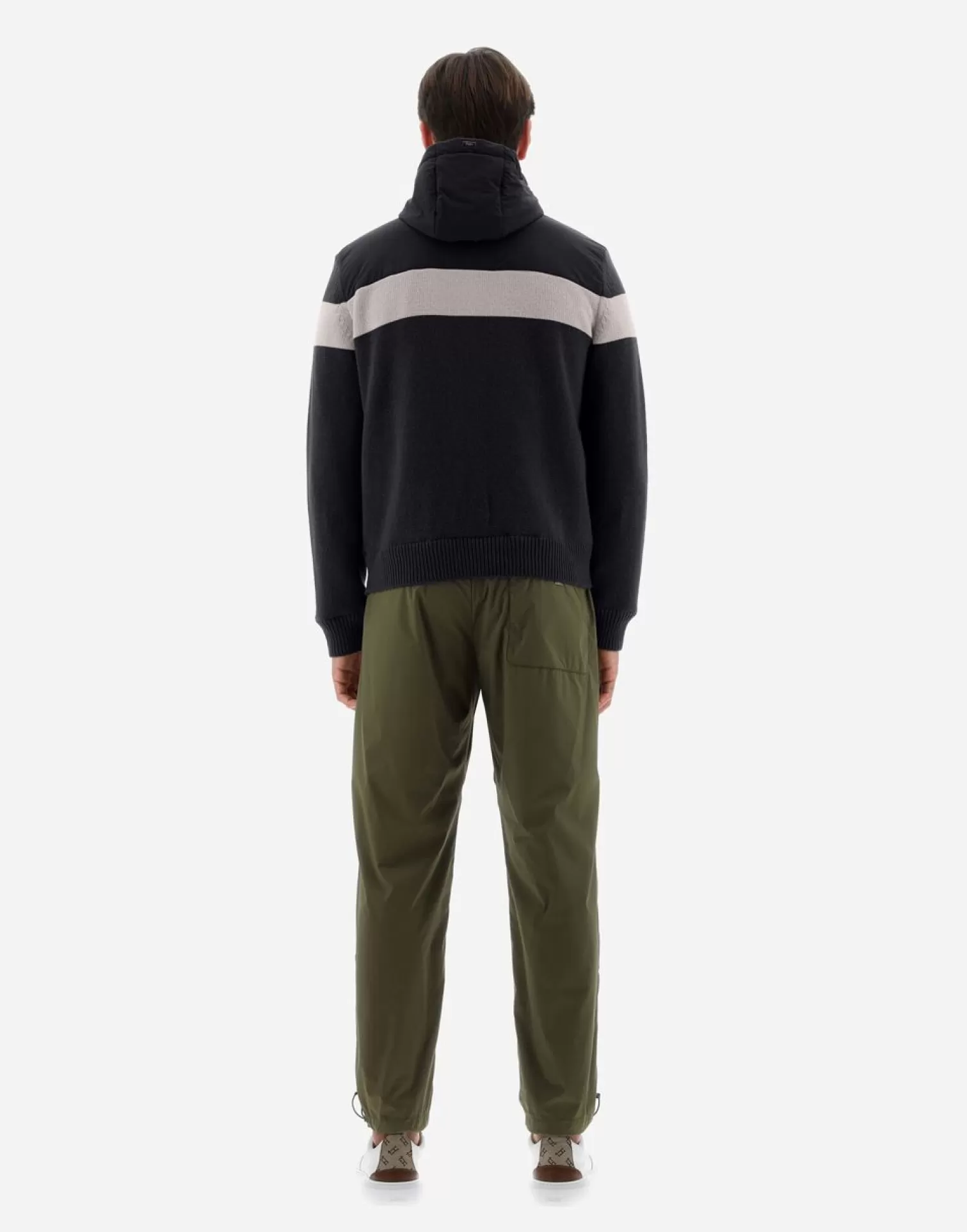 Herno Bomber>Resort Bomber Jacket In Infinity Mix Knit & Ponente Navy Blue