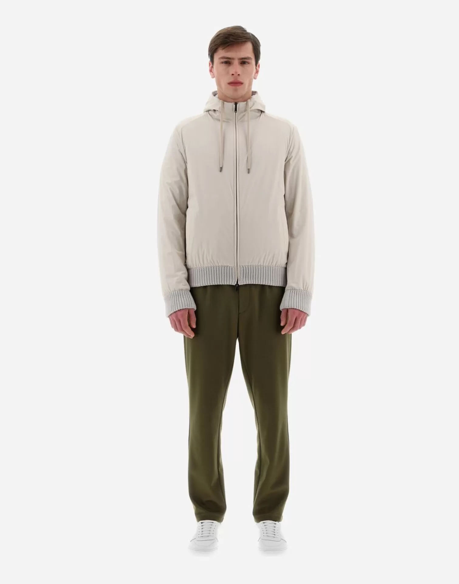 Herno Bomber>Resort Bomber Jacket In Infinity Mix Knit & Rev Ponente Ice