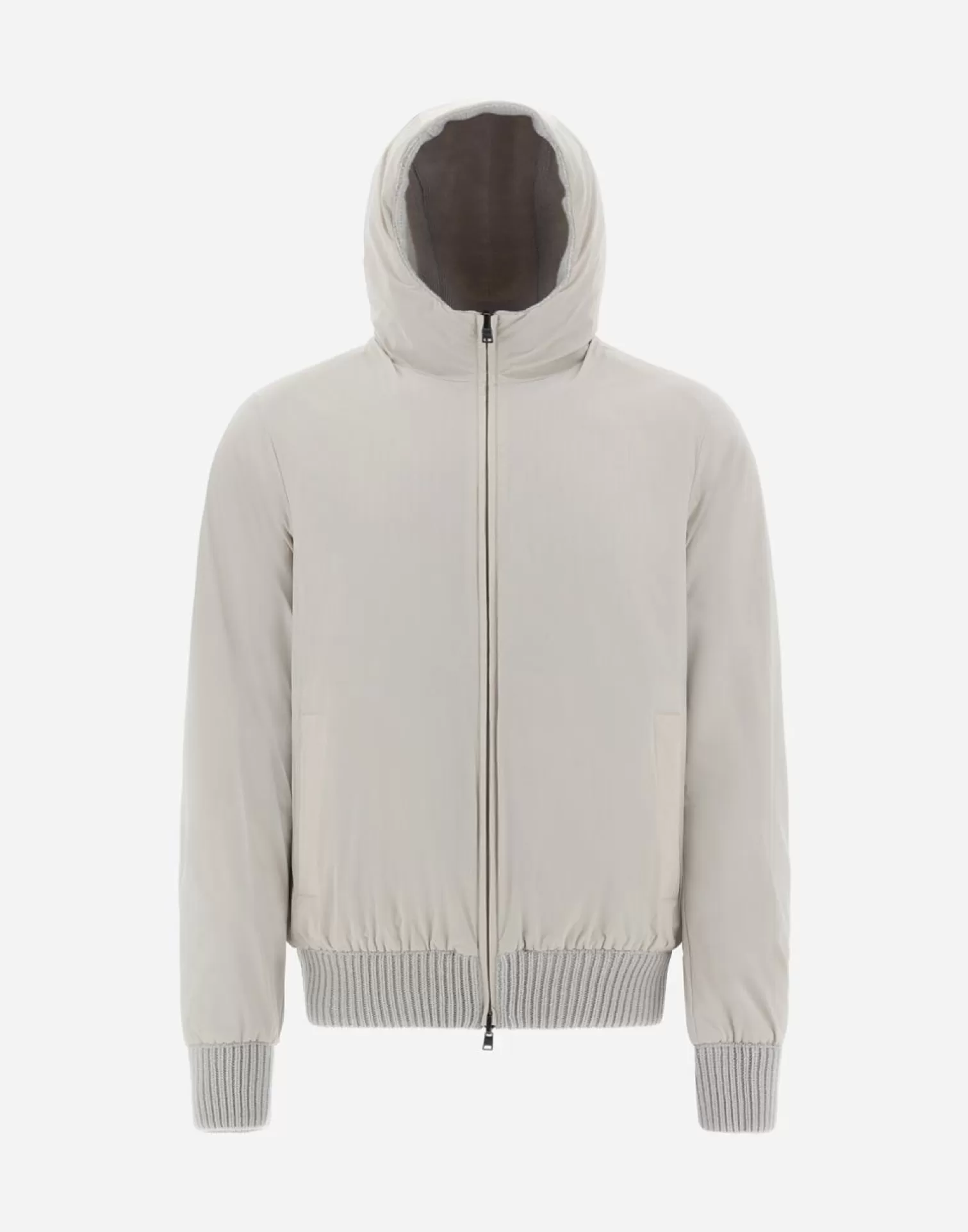 Herno Bomber>Resort Bomber Jacket In Infinity Mix Knit & Rev Ponente Ice
