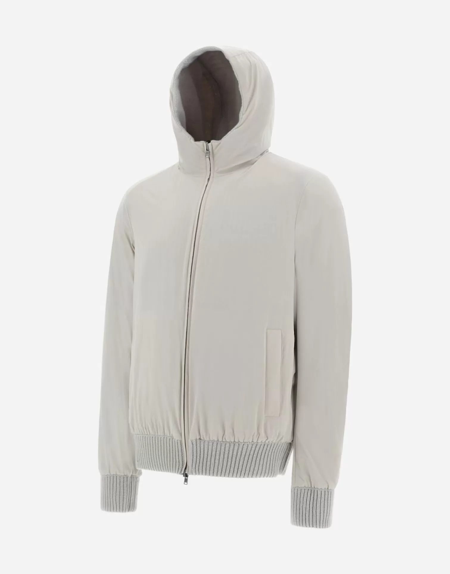 Herno Bomber>Resort Bomber Jacket In Infinity Mix Knit & Rev Ponente Ice