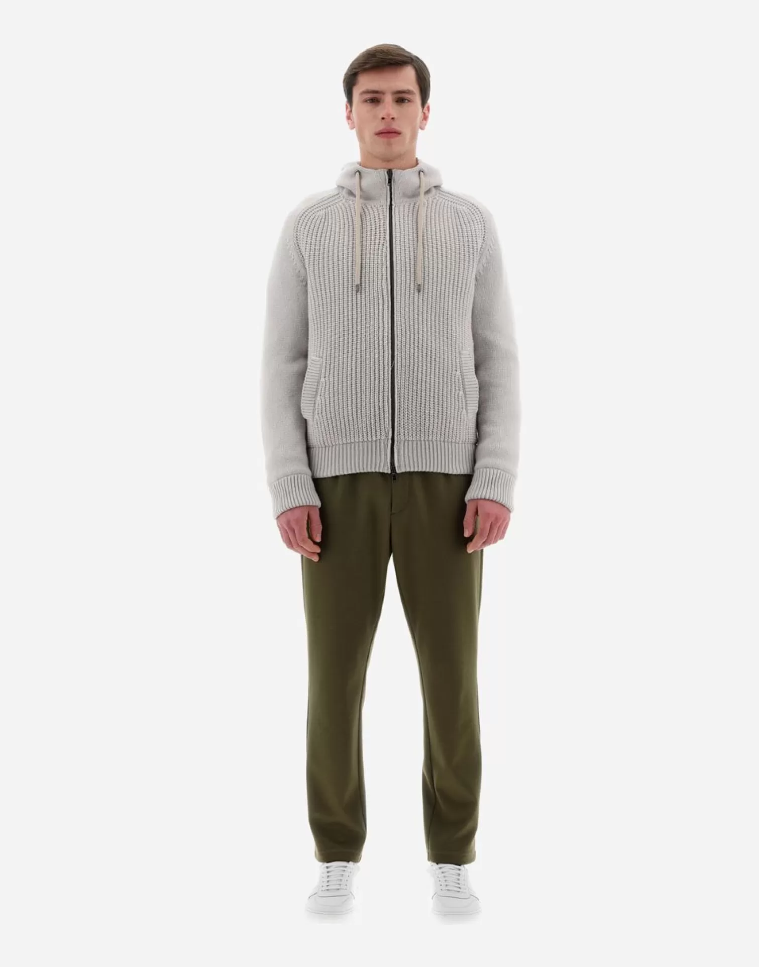 Herno Bomber>Resort Bomber Jacket In Infinity Mix Knit & Rev Ponente Ice