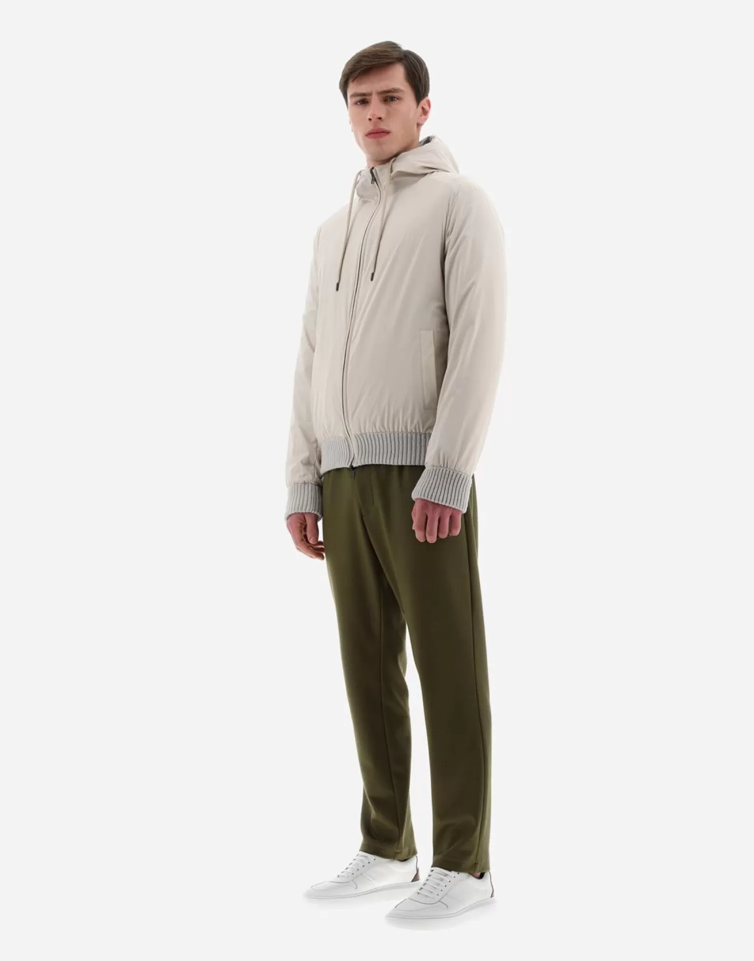 Herno Bomber>Resort Bomber Jacket In Infinity Mix Knit & Rev Ponente Ice