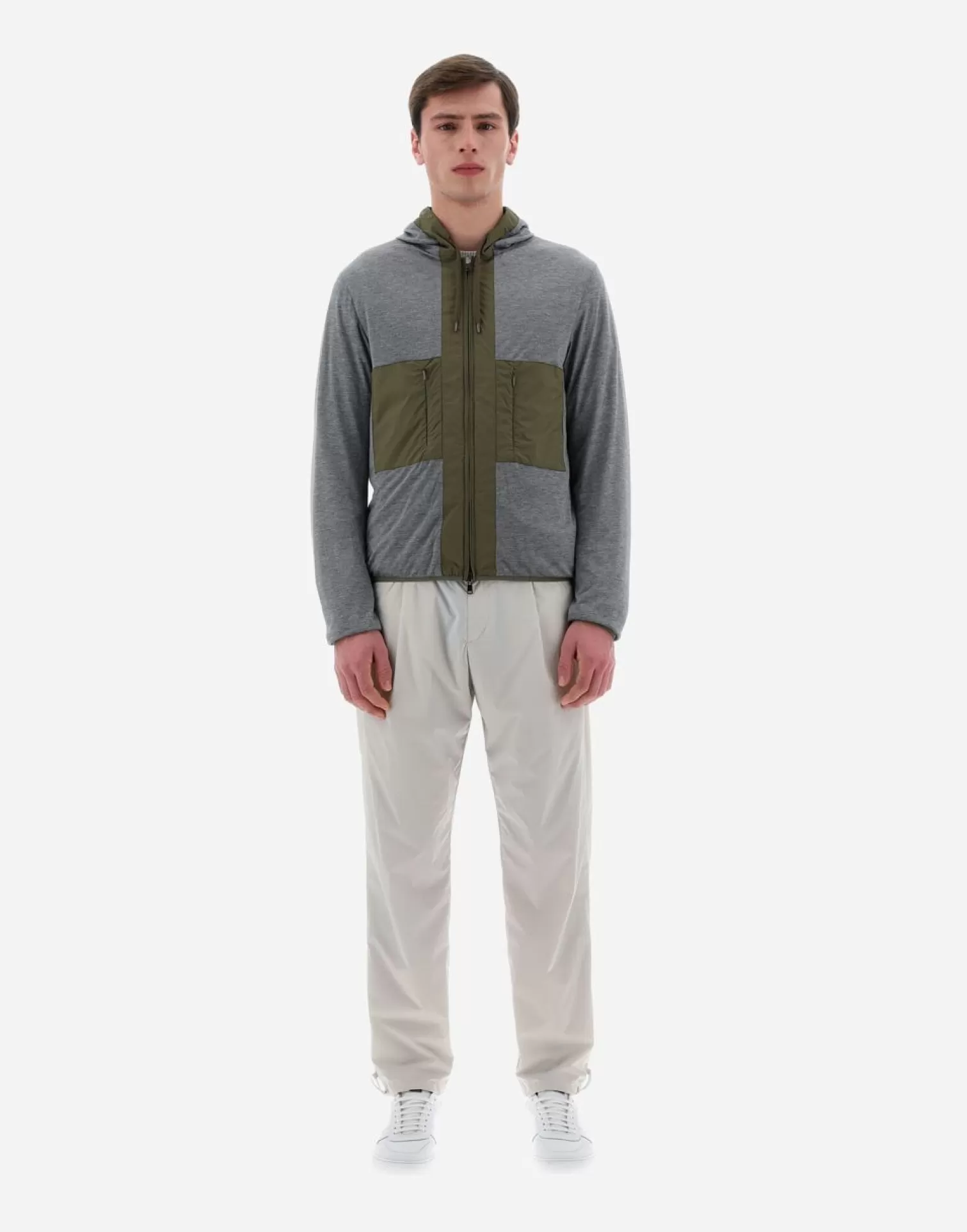 Herno Bomber>Resort Bomber Jacket In Light Nylon Stretch & Light Jersey Light Military