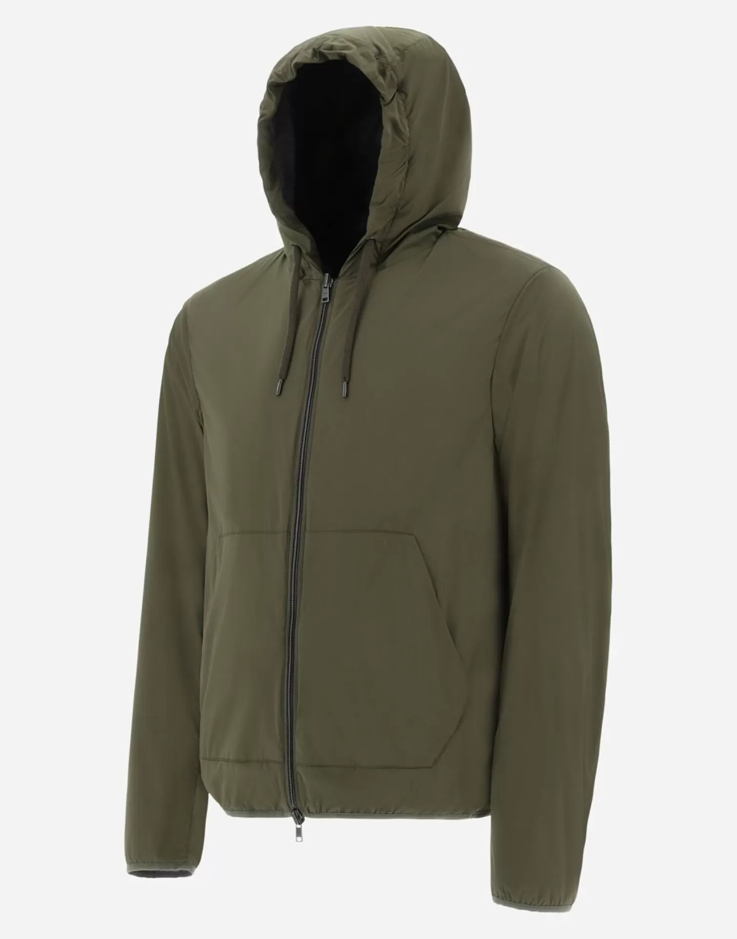 Herno Bomber>Resort Bomber Jacket In Light Nylon Stretch & Light Jersey Light Military