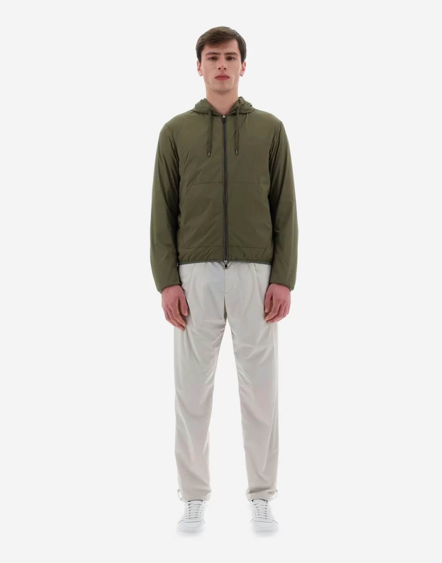 Herno Bomber>Resort Bomber Jacket In Light Nylon Stretch & Light Jersey Light Military