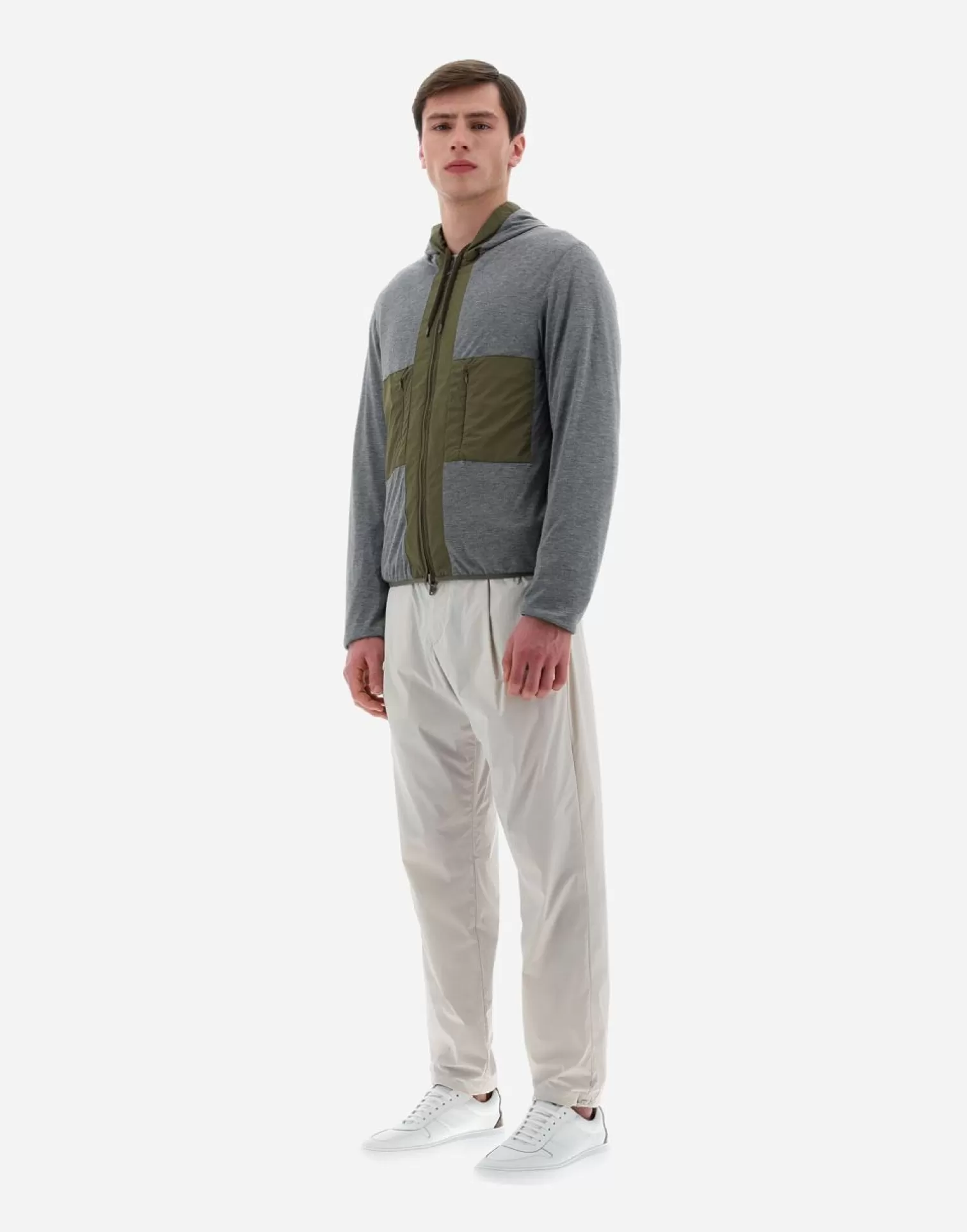Herno Bomber>Resort Bomber Jacket In Light Nylon Stretch & Light Jersey Light Military