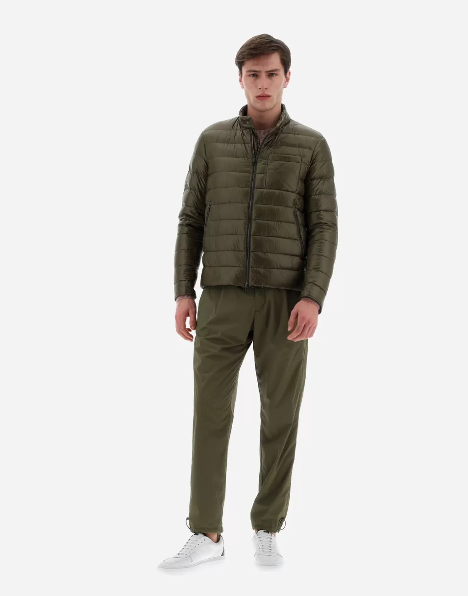 Herno Chemises>Resort Bomber Jacket In Nylon Ultralight Military