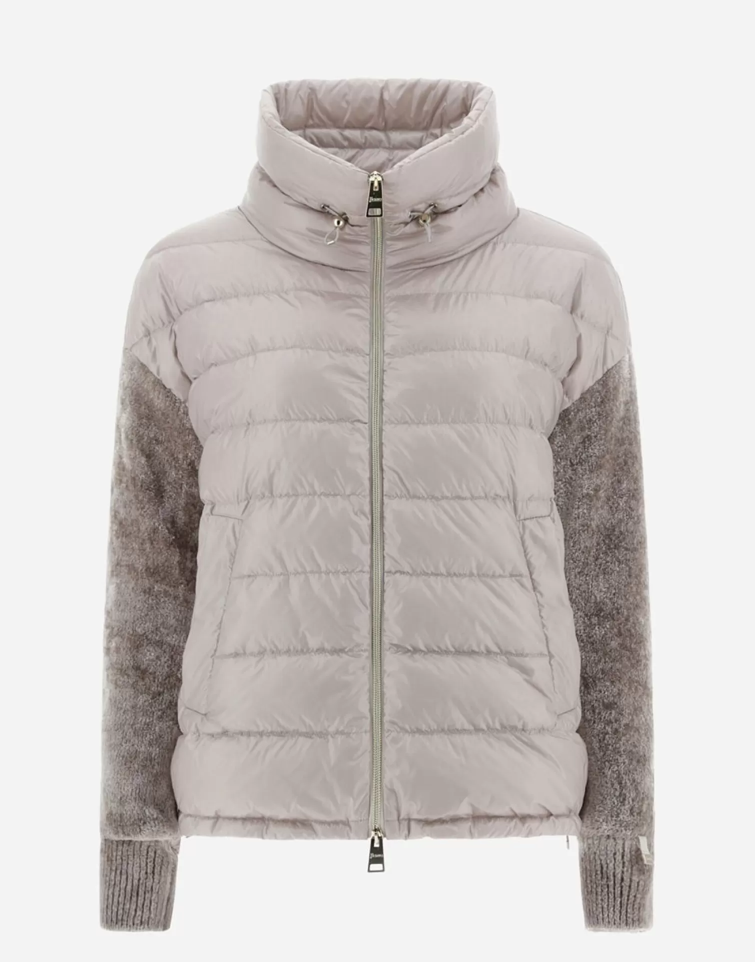 Herno Bomber>Resort Bomber Jacket In Nylon Ultralight & Chenille Knit Ice