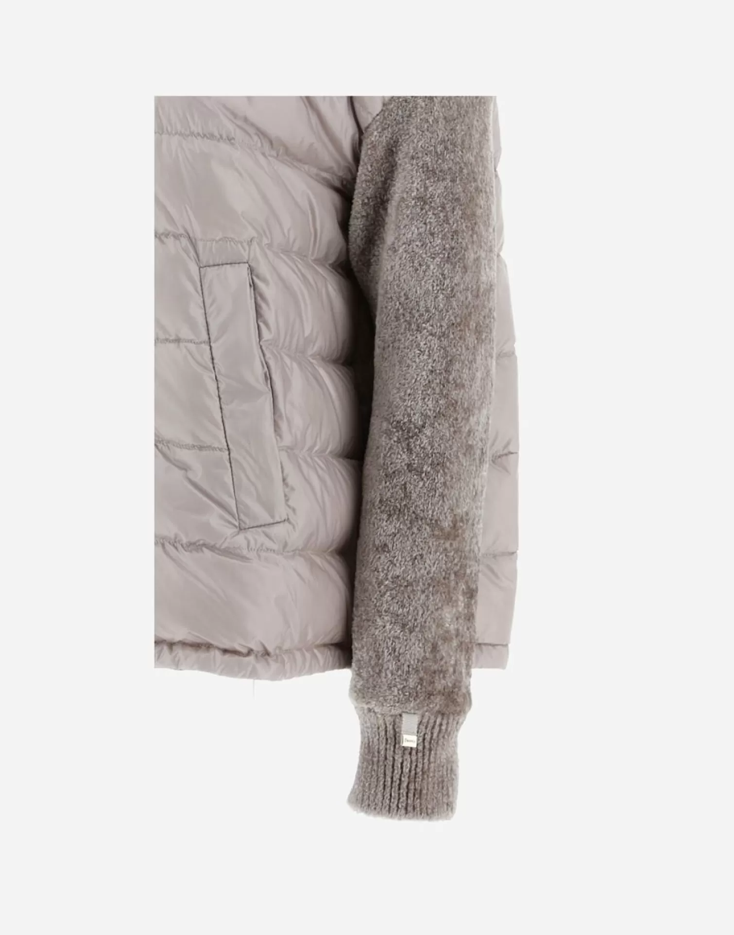Herno Bomber>Resort Bomber Jacket In Nylon Ultralight & Chenille Knit Ice