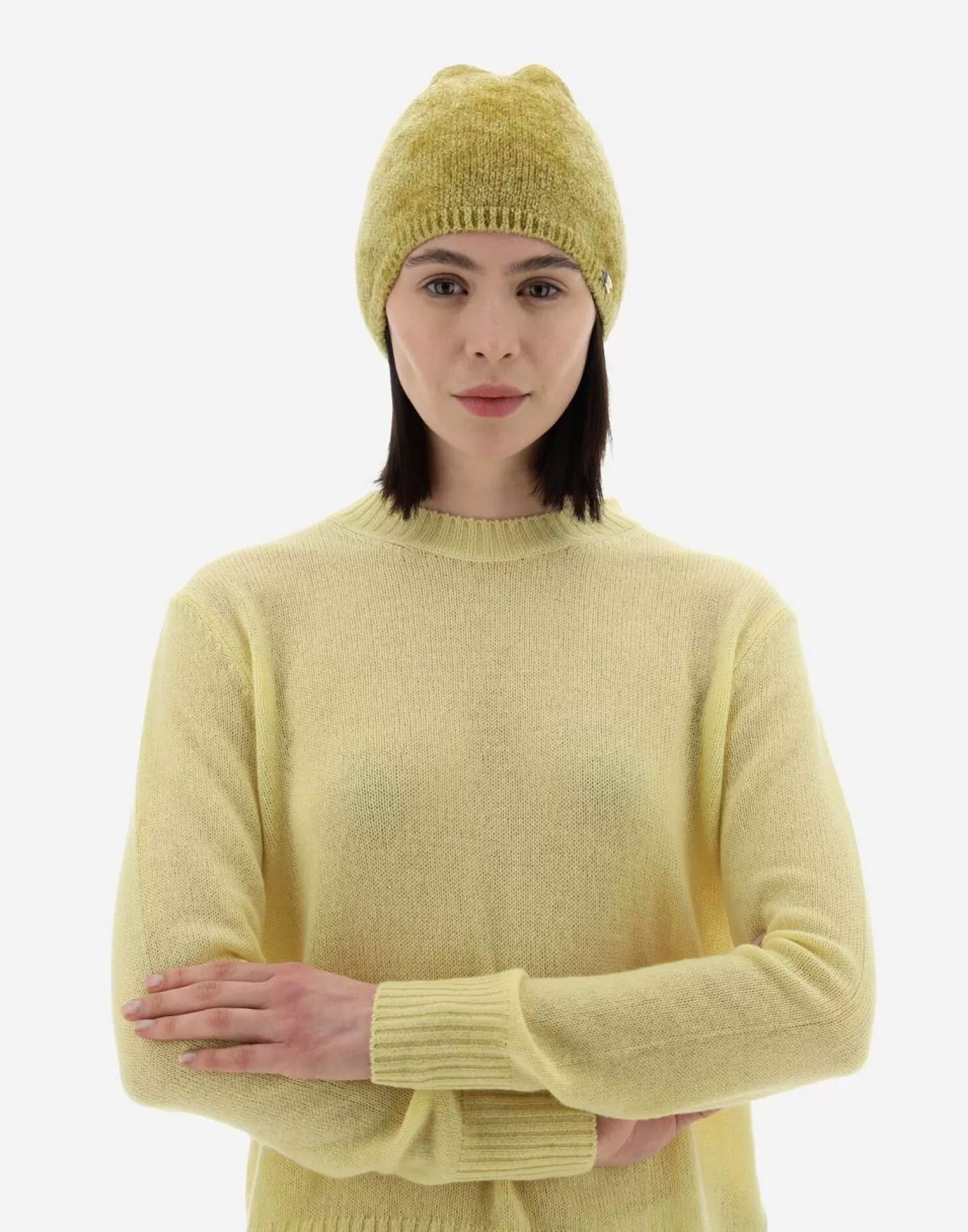 Herno Chapeaux>Resort Cap In Chenille Knit Canary