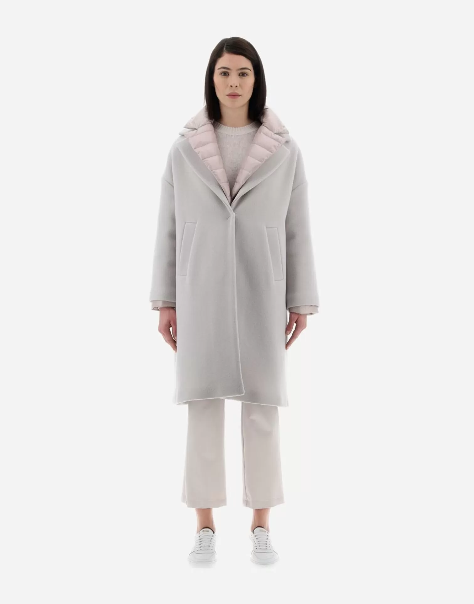 Herno Manteaux Et Trench-Coats>Resort Coat In Modern Double & Nylon Ultralight Chantilly