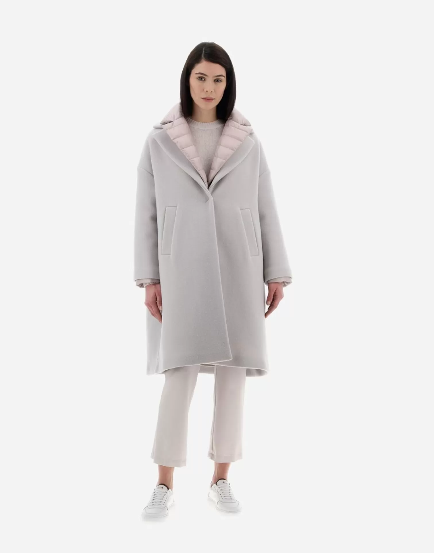Herno Manteaux Et Trench-Coats>Resort Coat In Modern Double & Nylon Ultralight Chantilly