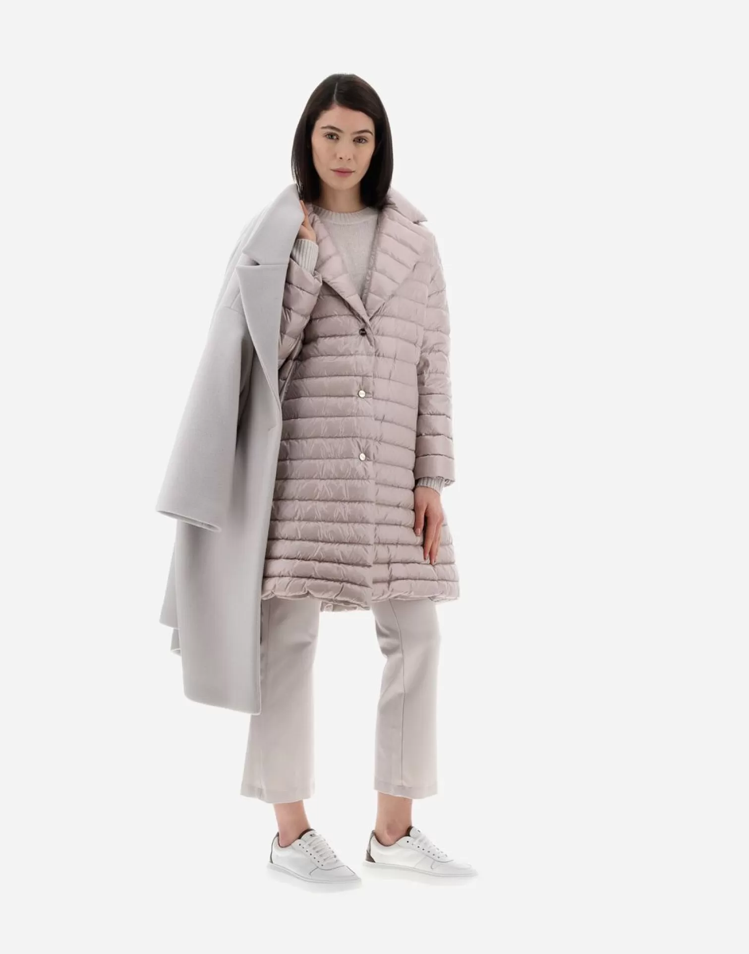 Herno Manteaux Et Trench-Coats>Resort Coat In Modern Double & Nylon Ultralight Chantilly