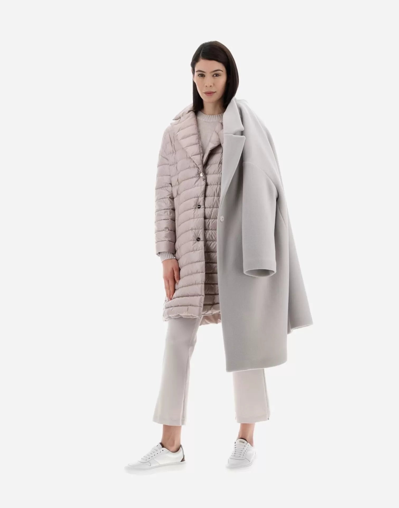 Herno Manteaux Et Trench-Coats>Resort Coat In Modern Double & Nylon Ultralight Chantilly