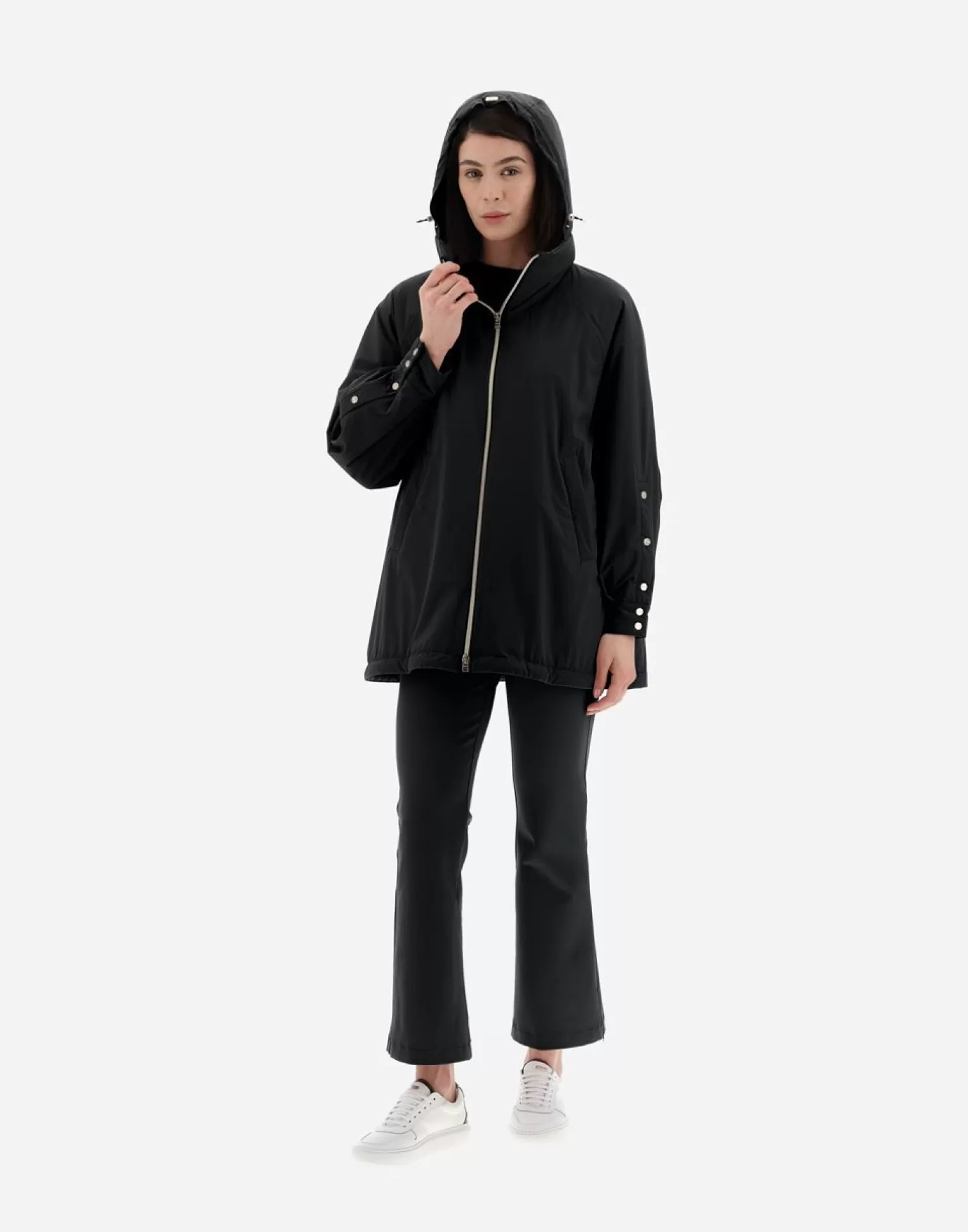 Herno Trapèze>Resort Ponente Travel A-Shape Jacket Black