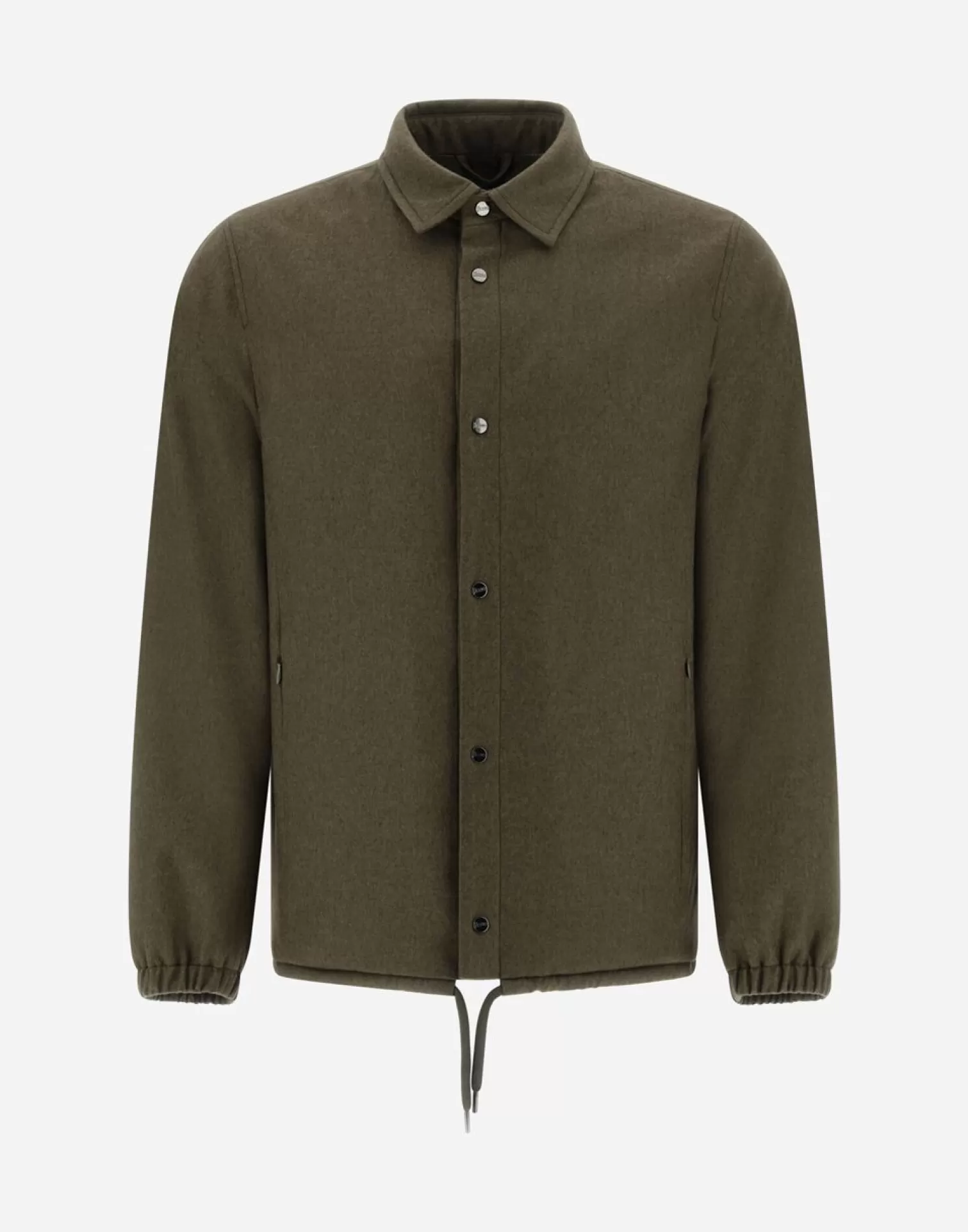 Herno Chemises>Resort Shirt In Cashmere & Silk Military