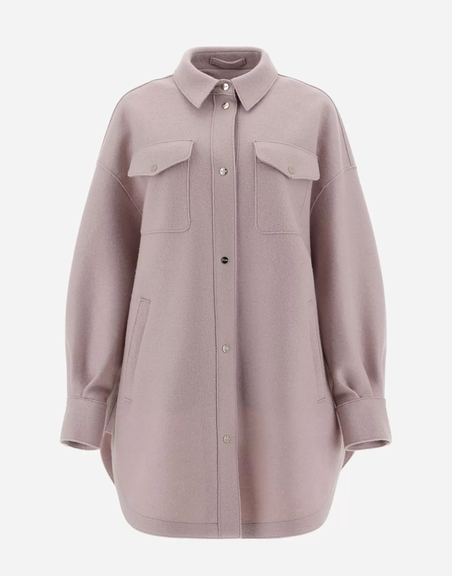 Herno Chemises>Resort Shirt In Light Boiled Wool Lilac