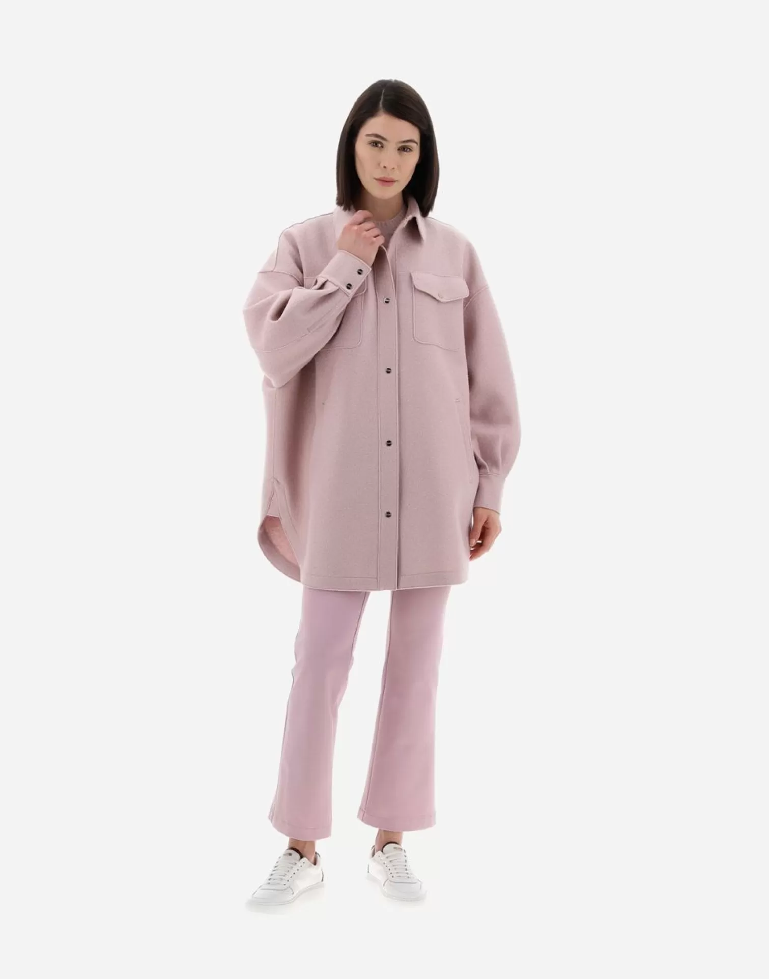 Herno Chemises>Resort Shirt In Light Boiled Wool Lilac