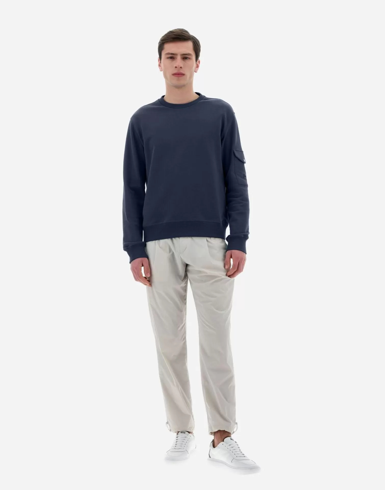 Herno Pulls Et Cardigans>Resort Sweatshirt In Cotton Sweater Resort Blue