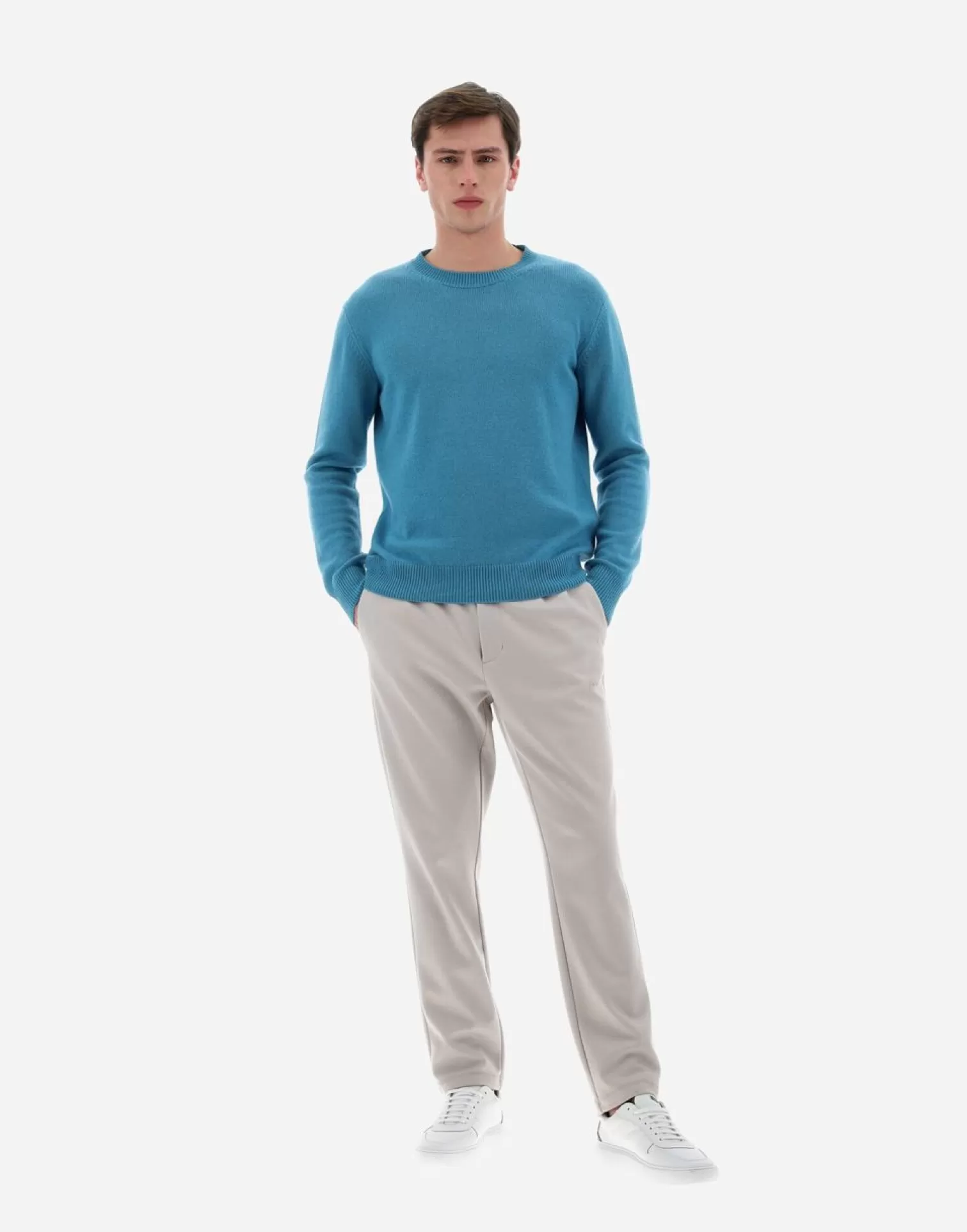 Herno Pantalons>Resort Trousers In Boiled Wool Jersey Chantilly