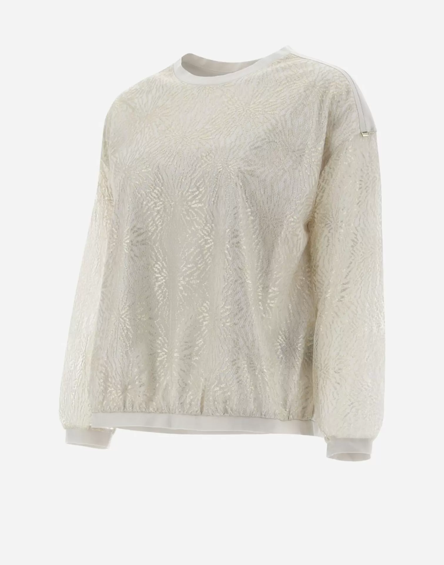 Herno T-Shirts>Resort T-Shirt In Chic Cotton Jersey & New Lace Chantilly