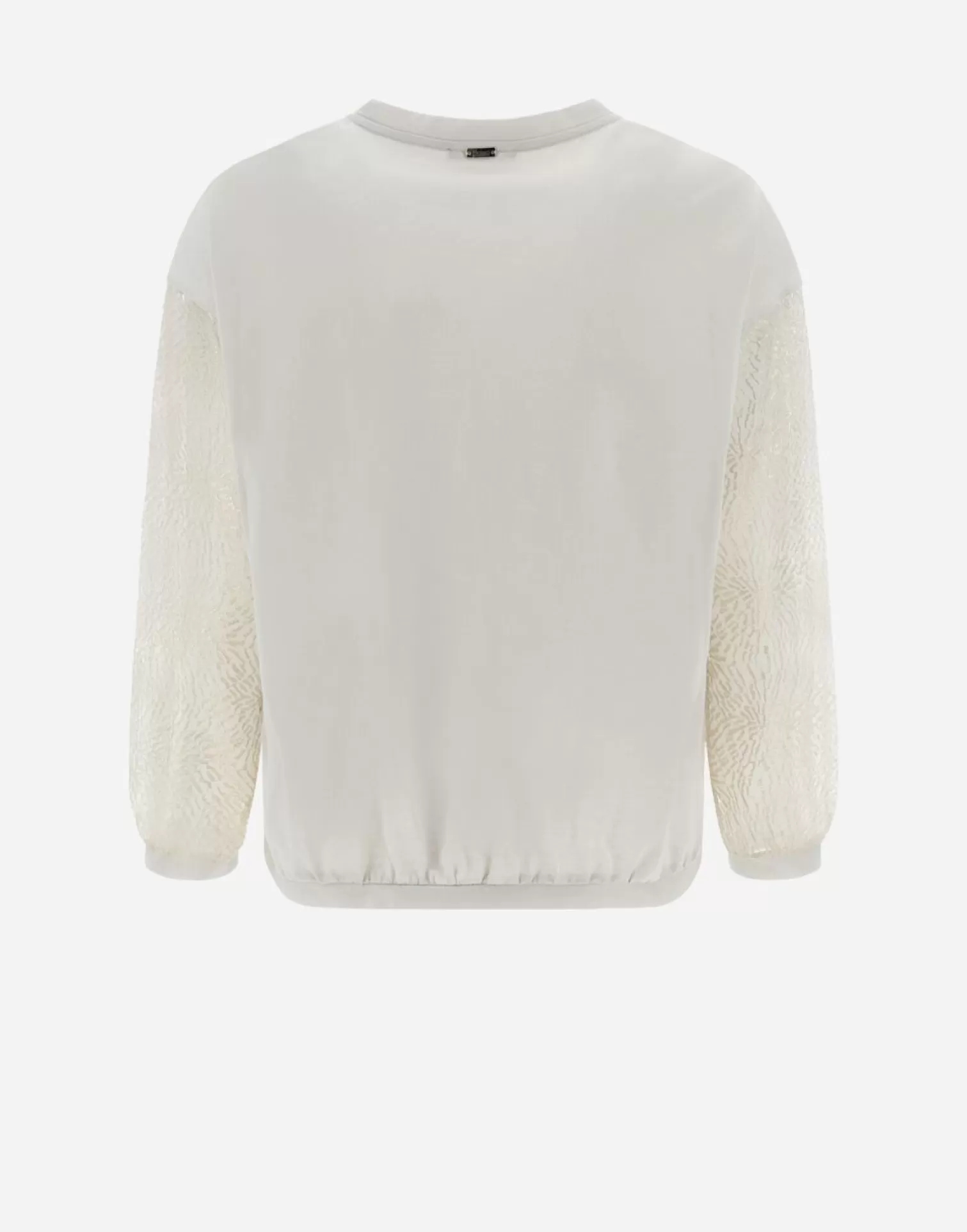 Herno T-Shirts>Resort T-Shirt In Chic Cotton Jersey & New Lace Chantilly