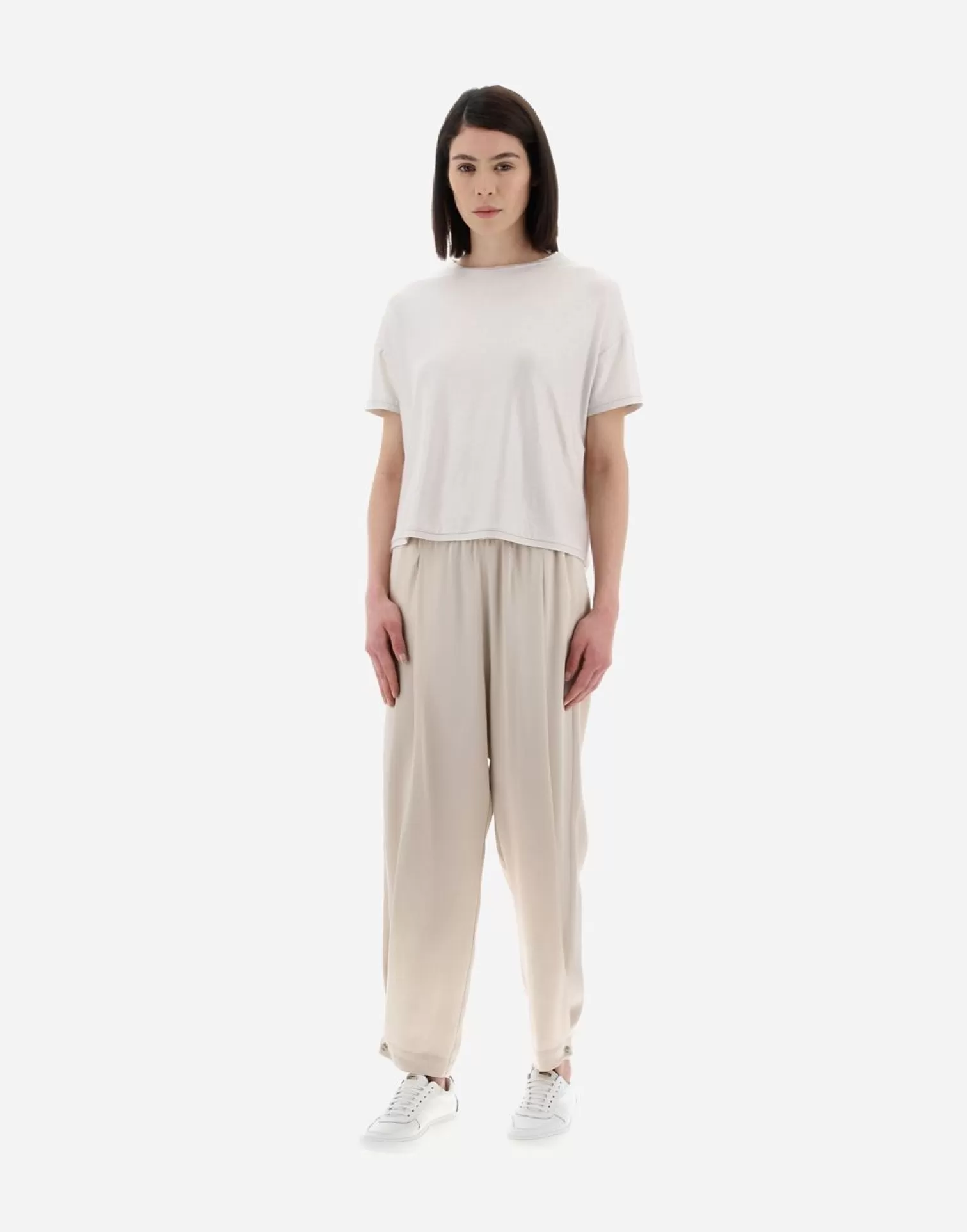 Herno T-Shirts>Resort T-Shirt In Coated Jersey Chantilly