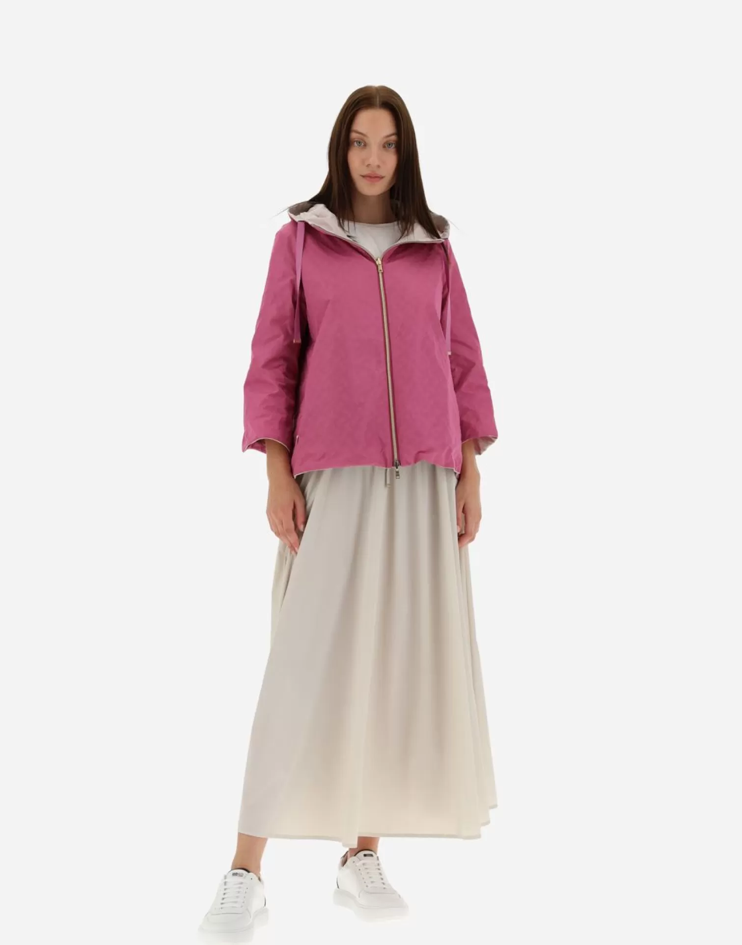 Herno Capes>Reversible Monogram Taffeta Cape Periwinkle