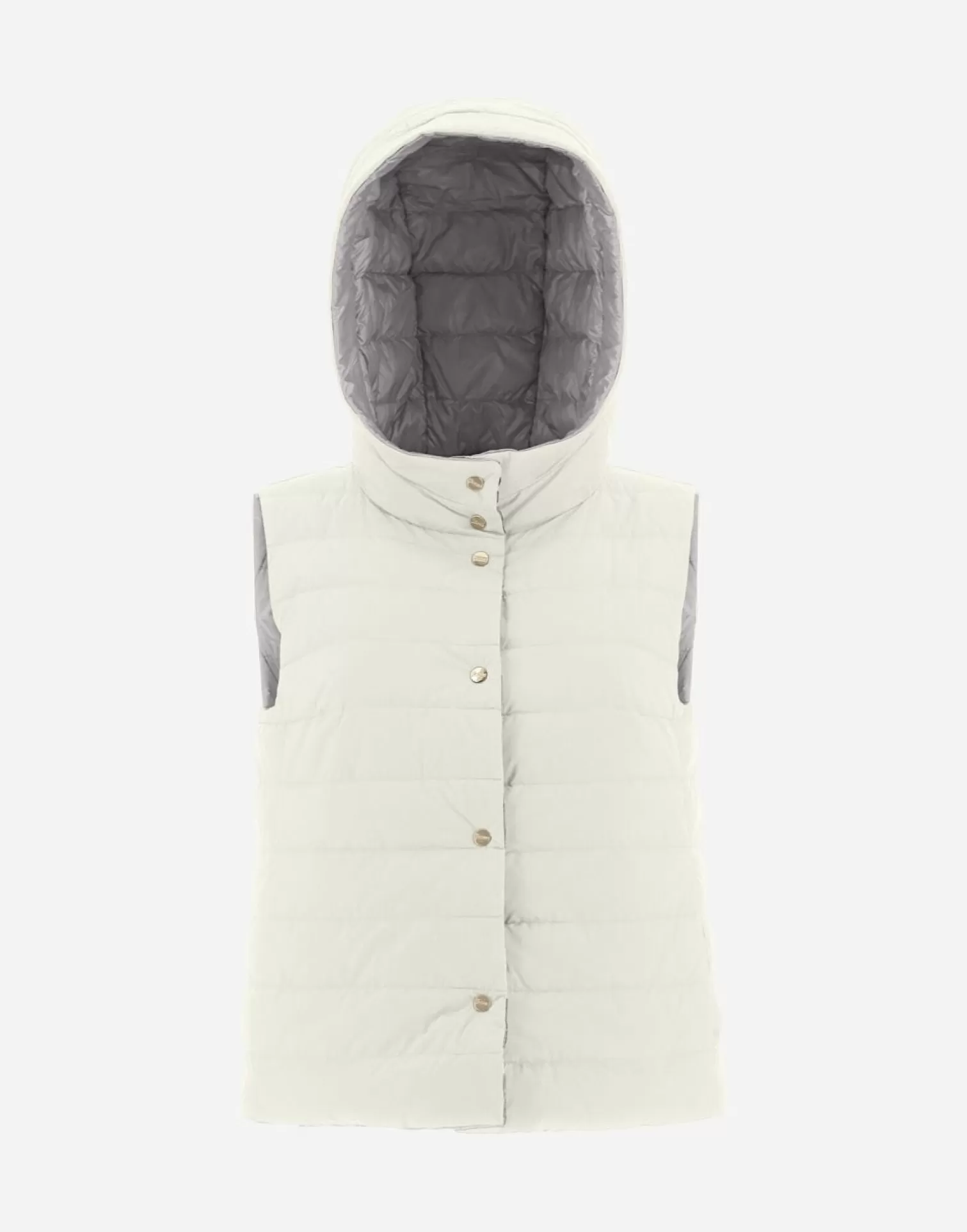 Herno Doudounes Courtes>Reversible Nuage & Nylon Ultralight Waistcoat White/Grey