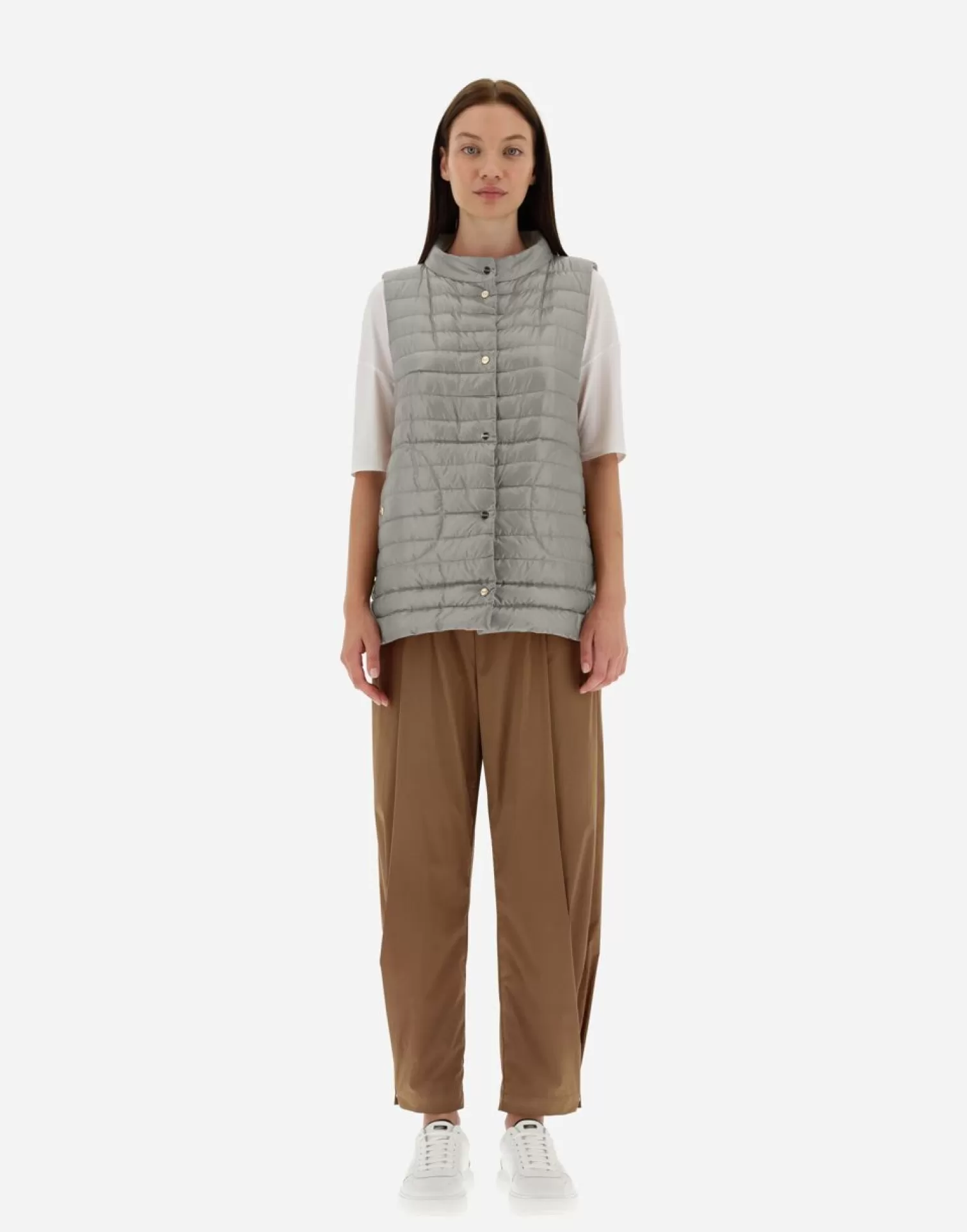 Herno Doudounes Longues>Reversible Two-Tone Waistcoat In Nylon Ultralight Chantilly