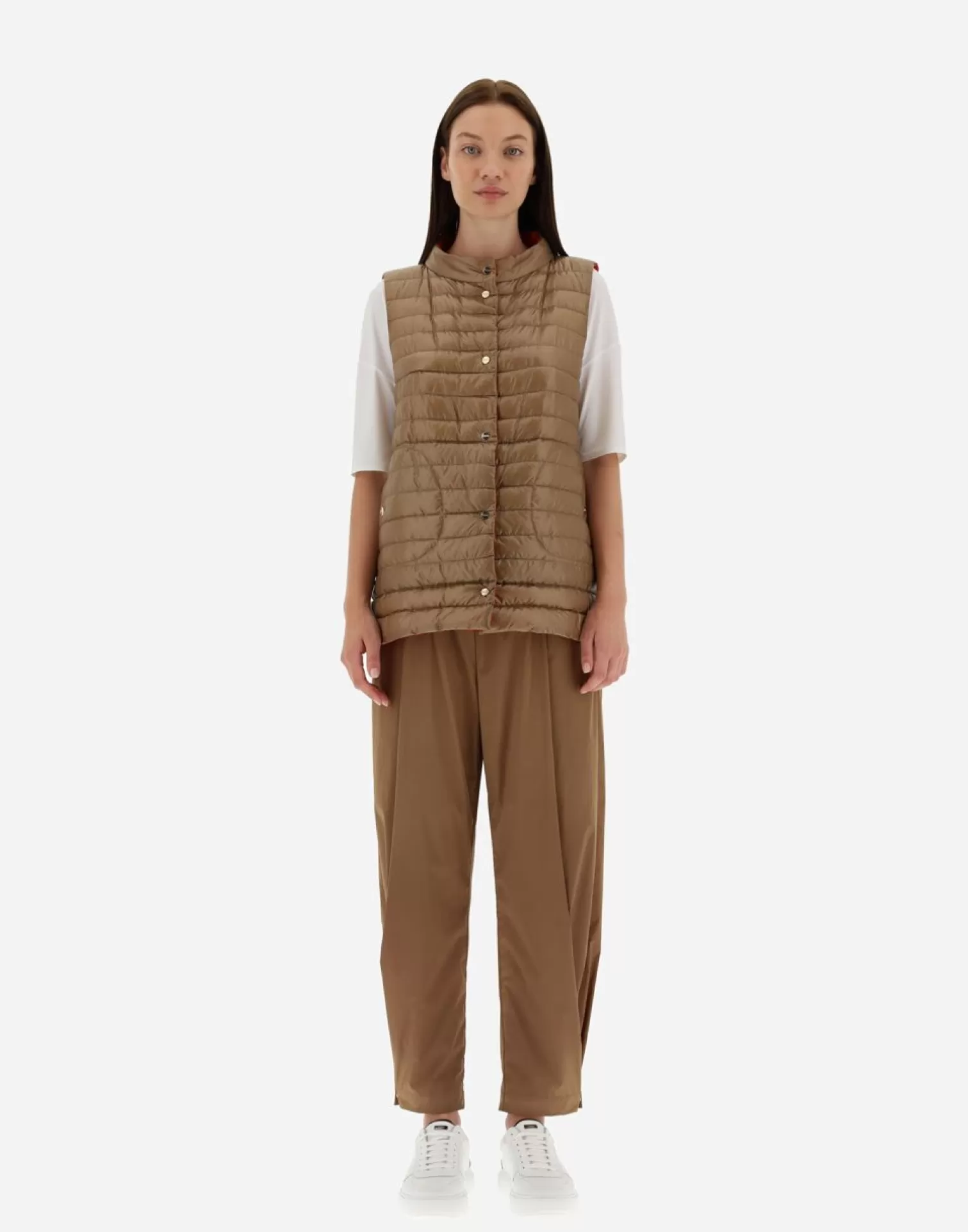 Herno Doudounes Longues>Reversible Two-Tone Waistcoat In Nylon Ultralight Dust