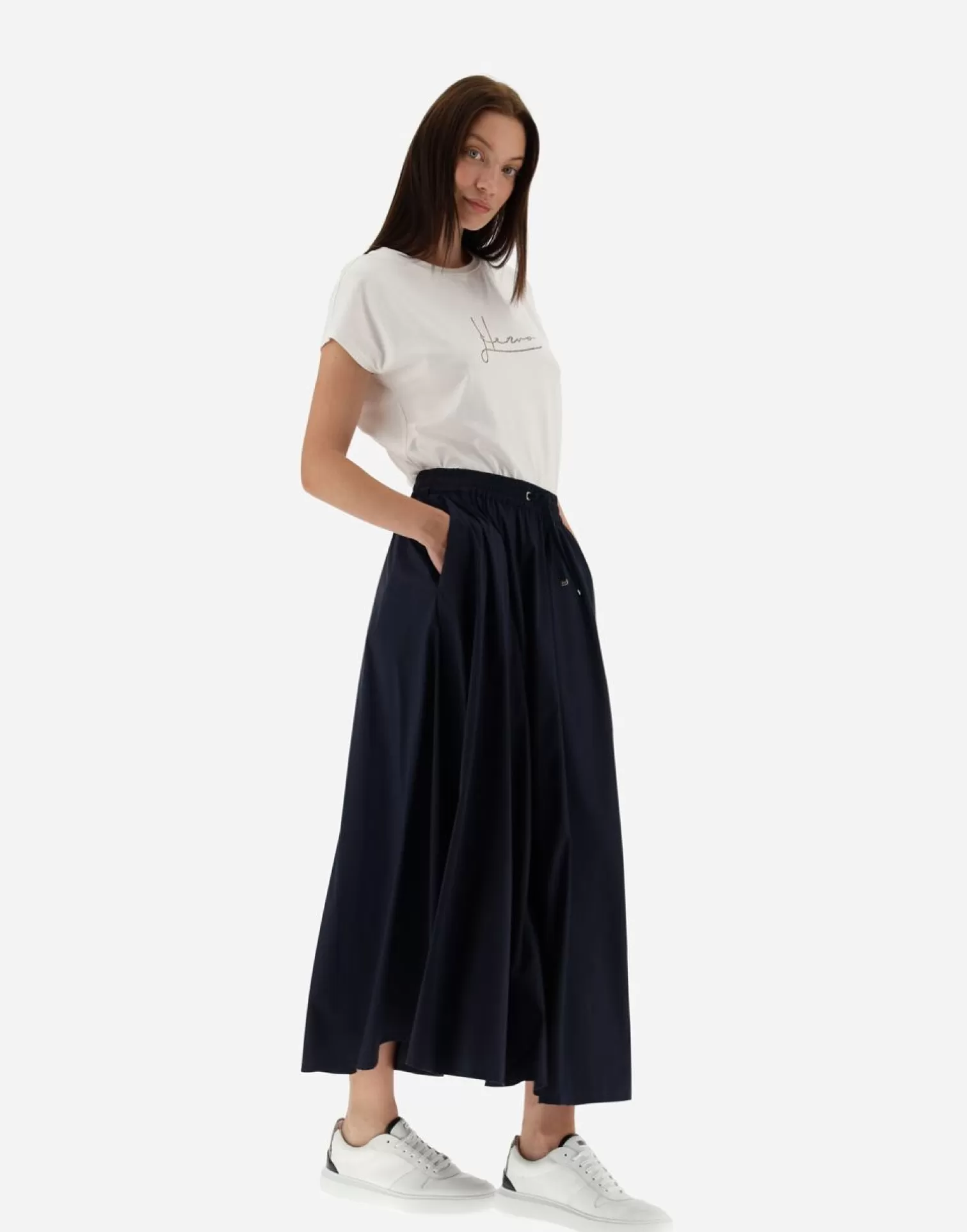 Herno Jupes>Skirt In Light Nylon Stretch Blue