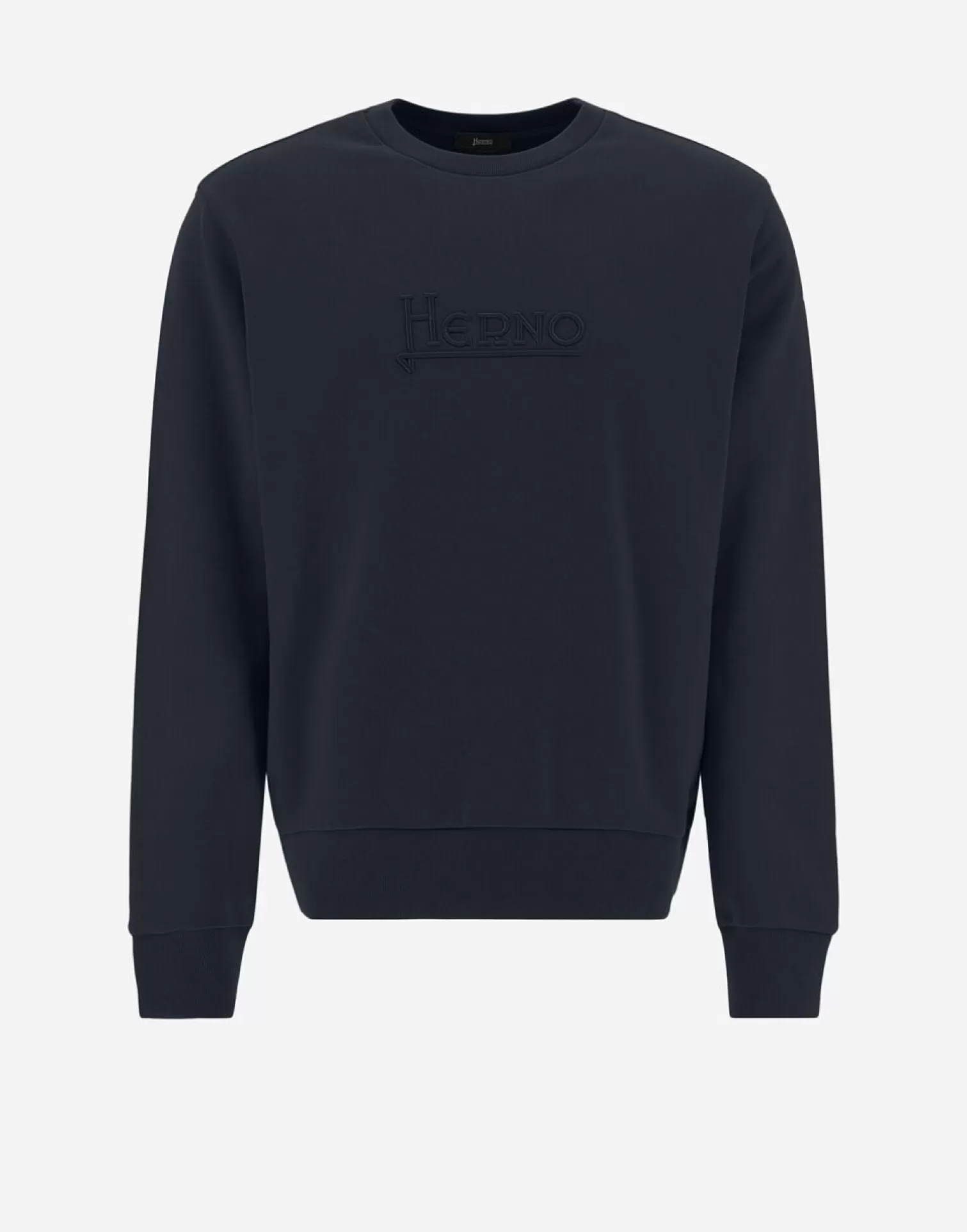 Herno Pulls Et Cardigans>Sweatshirt In Cotton Sweater Navy Blue