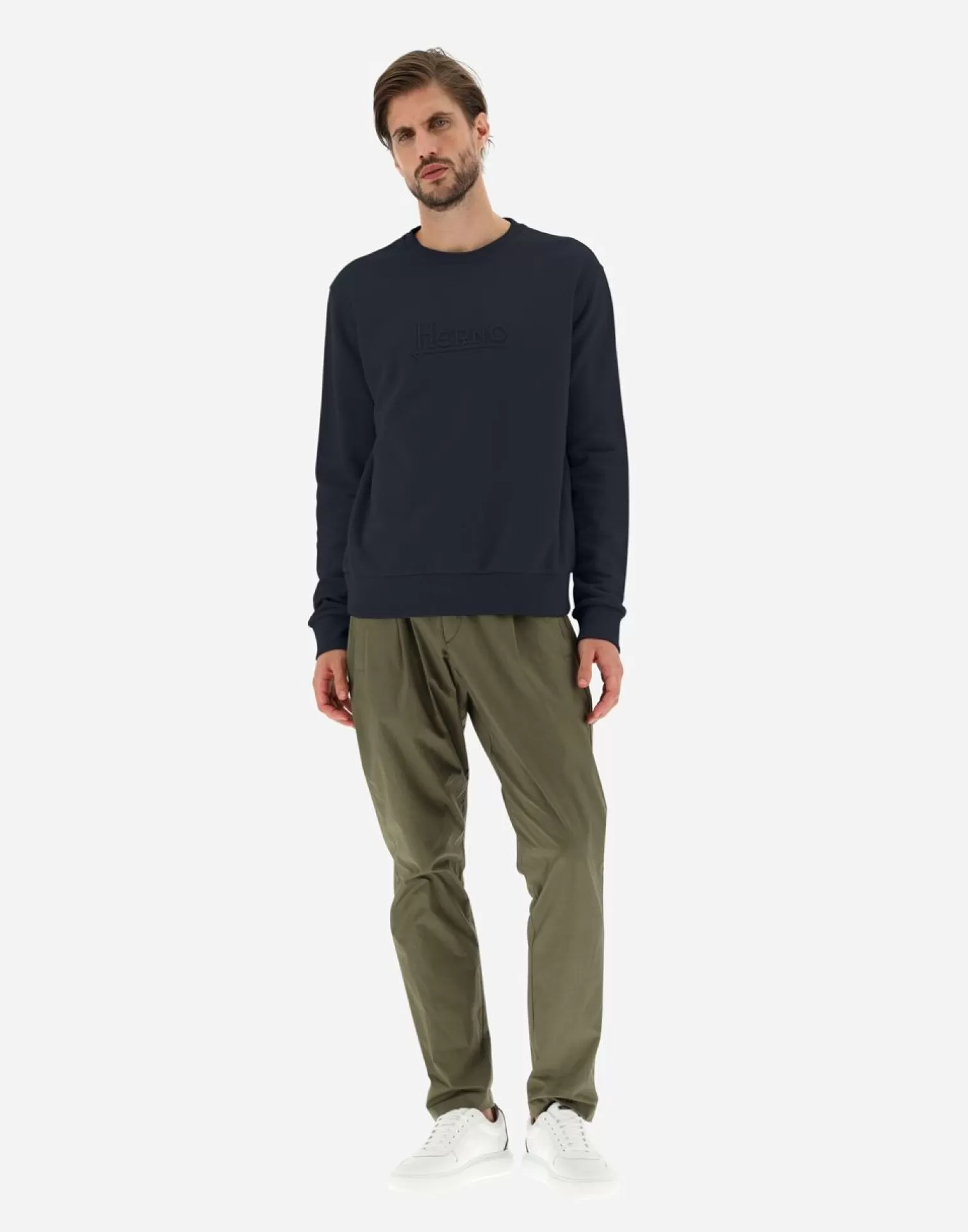 Herno Pulls Et Cardigans>Sweatshirt In Cotton Sweater Navy Blue