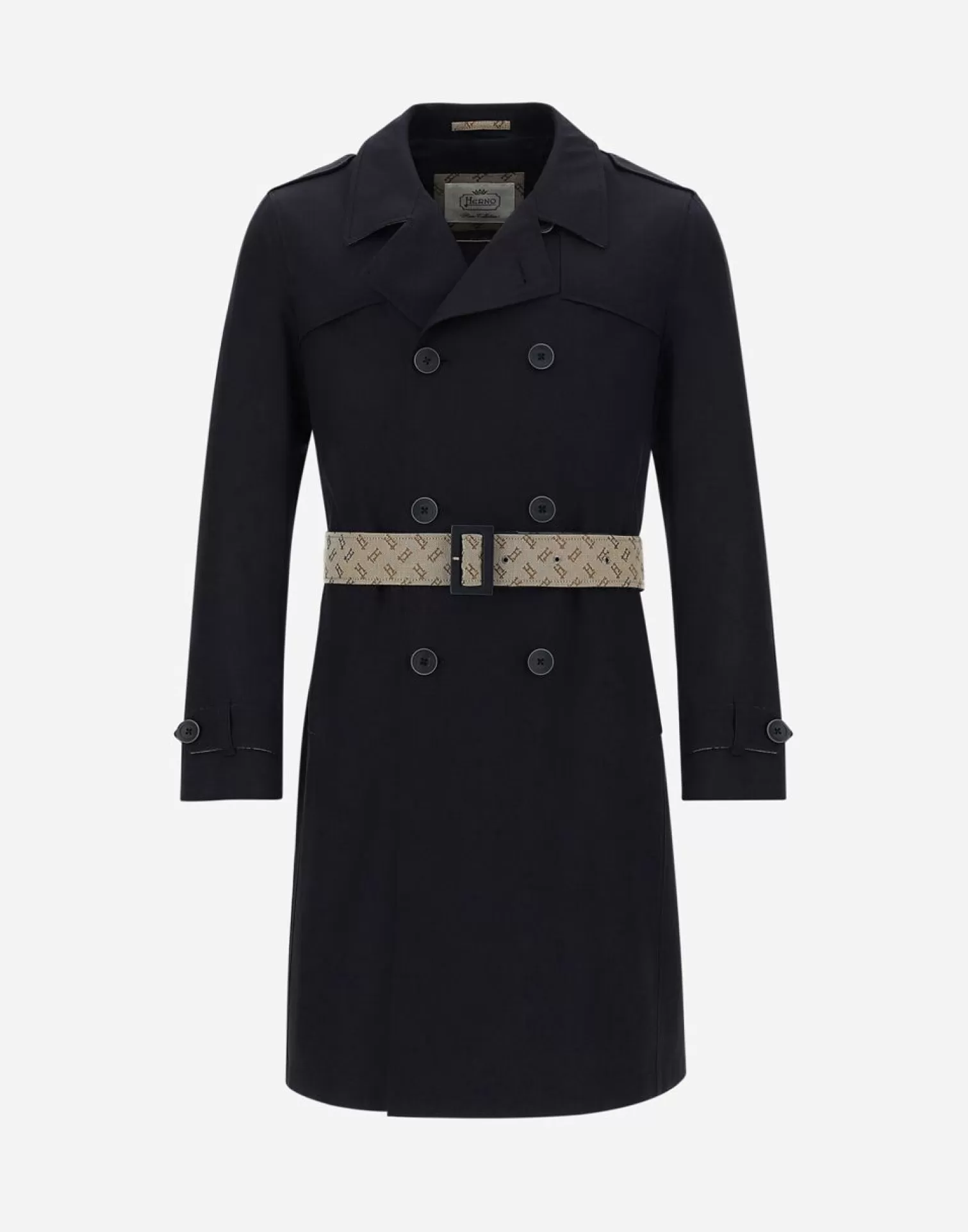 Herno Manteaux Et Trench-Coats>Trench Coat In Delon & Monogram Navy Blue