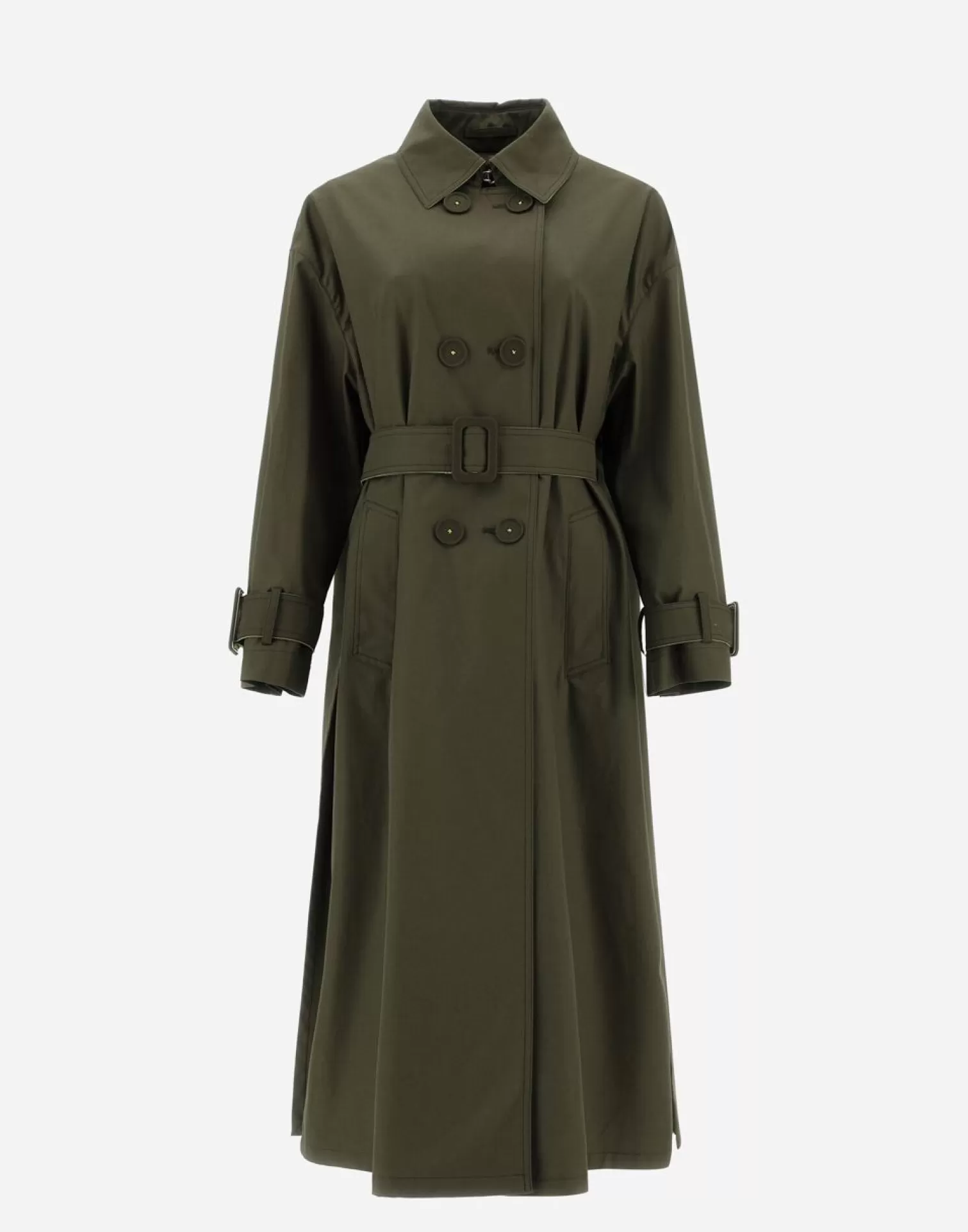 Herno Manteaux Et Trench-Coats>Trench Coat In Delon & Plaster Light Military