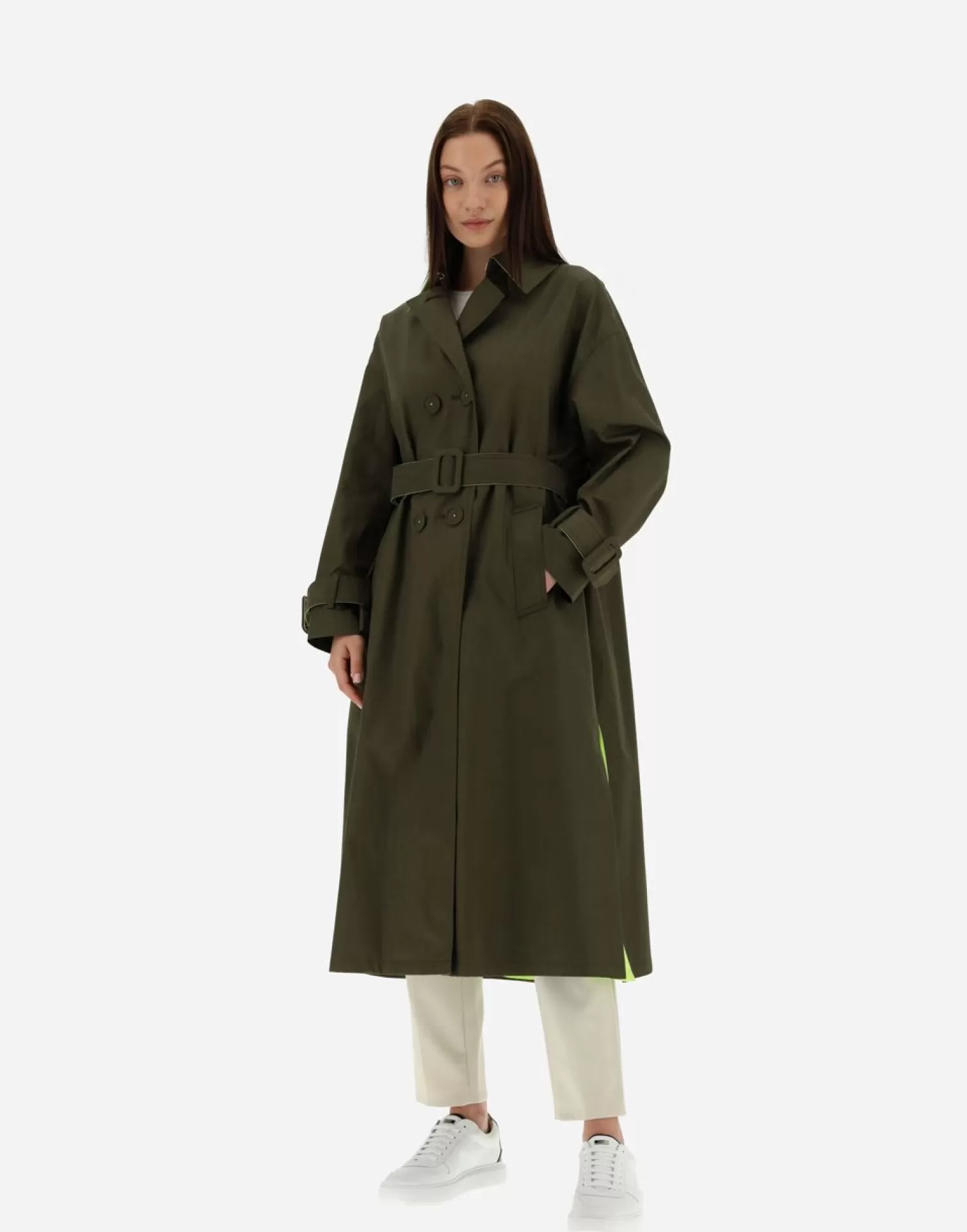 Herno Manteaux Et Trench-Coats>Trench Coat In Delon & Plaster Light Military