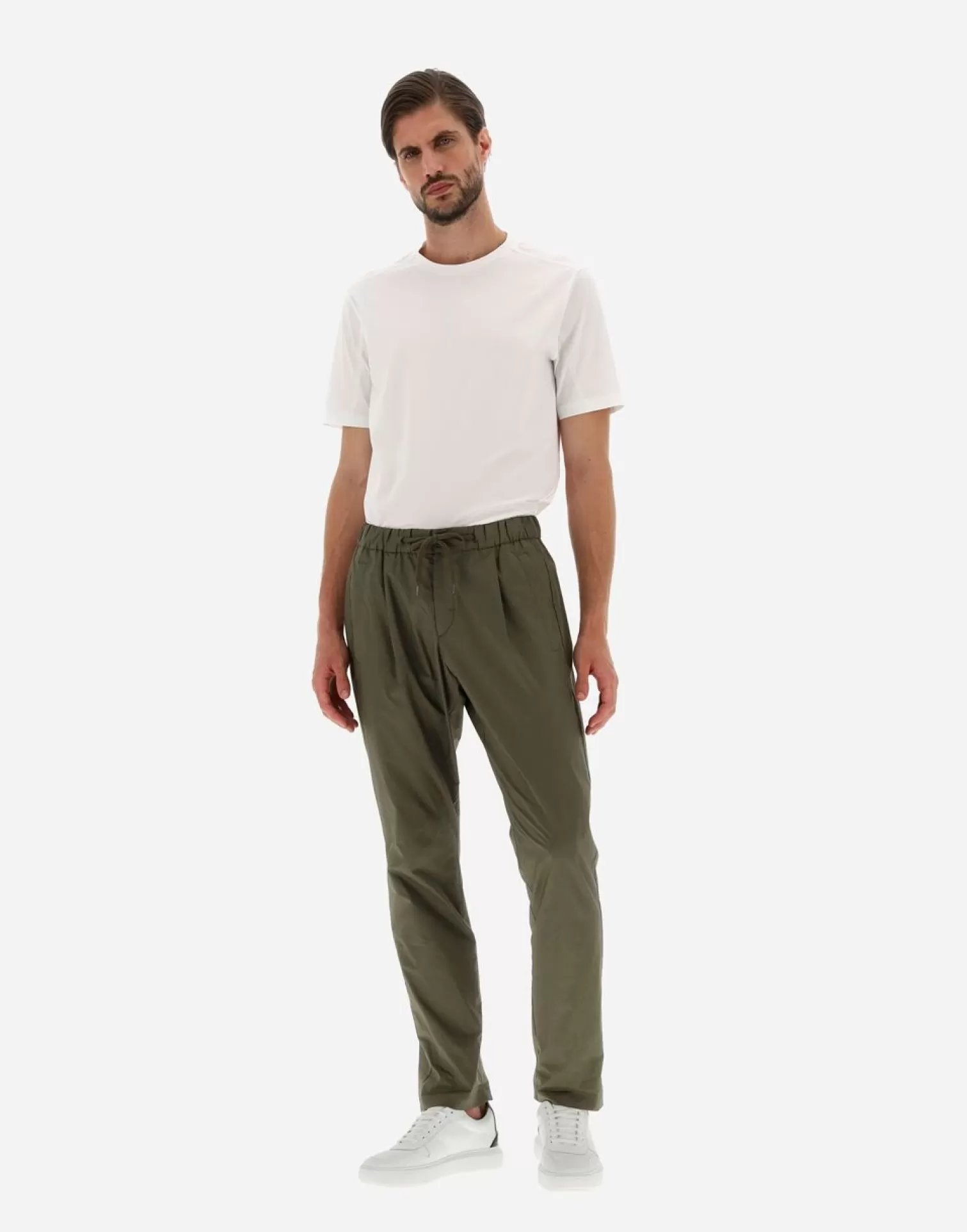 Herno Pantalons>Trousers In Light Cotton Stretch Light Military