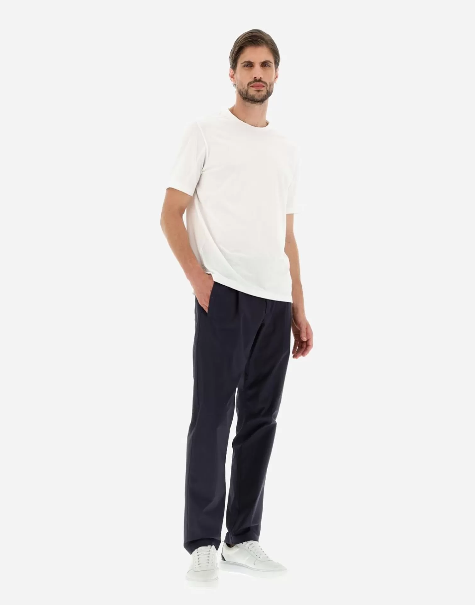 Herno Pantalons>Trousers In Light Cotton Stretch Navy Blue