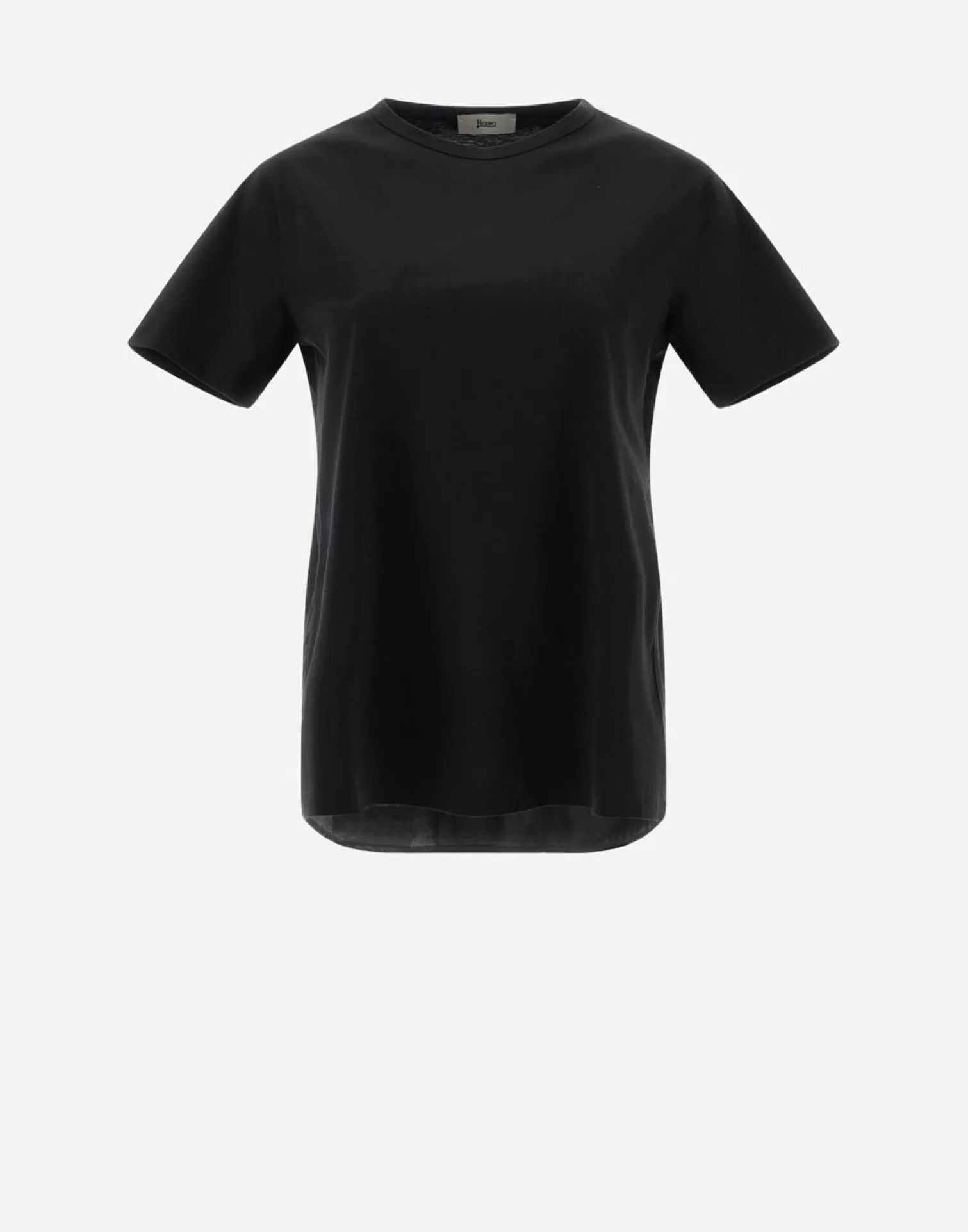 Herno T-Shirts>T-Shirt In Chic Cotton Jersey & New Techno Taffeta Black