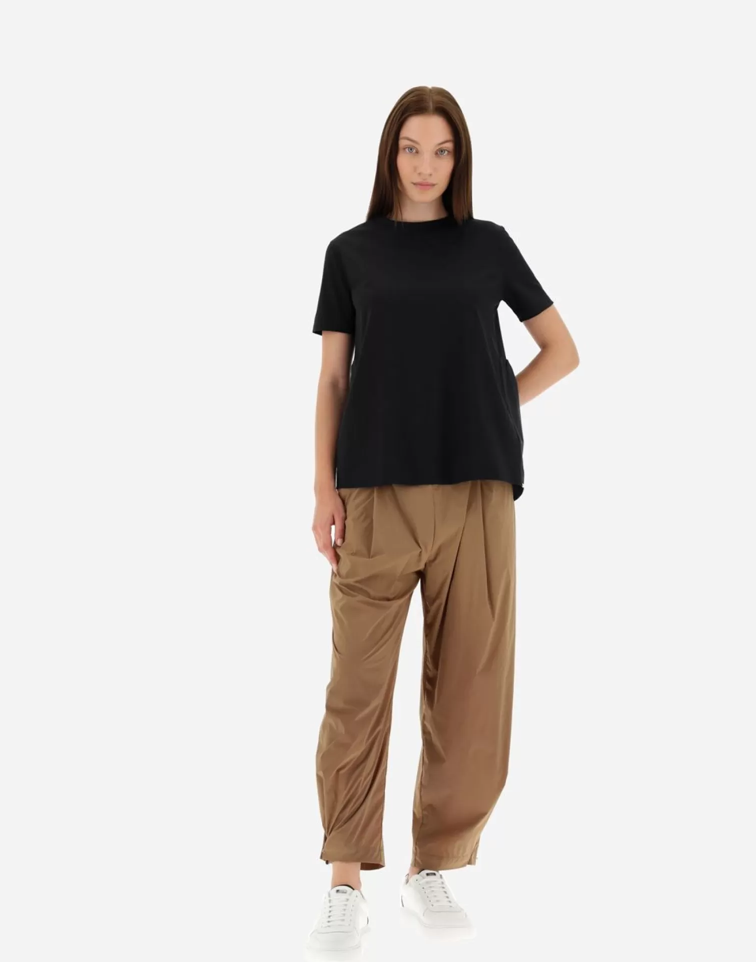 Herno T-Shirts>T-Shirt In Chic Cotton Jersey & New Techno Taffeta Black