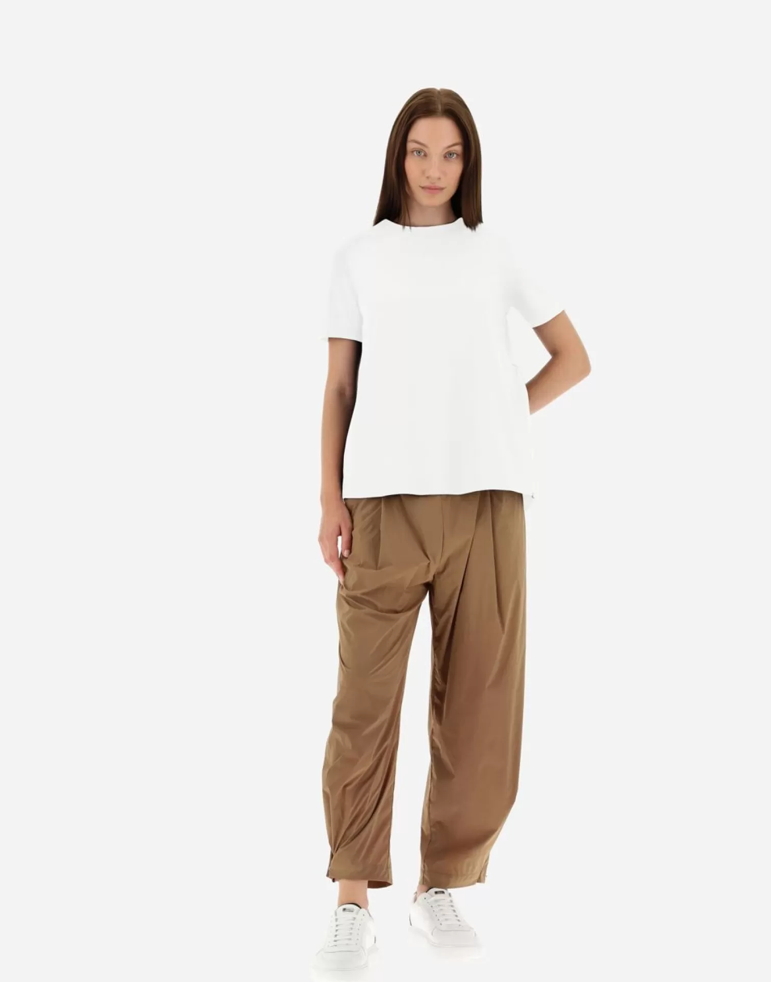 Herno T-Shirts>T-Shirt In Chic Cotton Jersey & New Techno Taffeta White