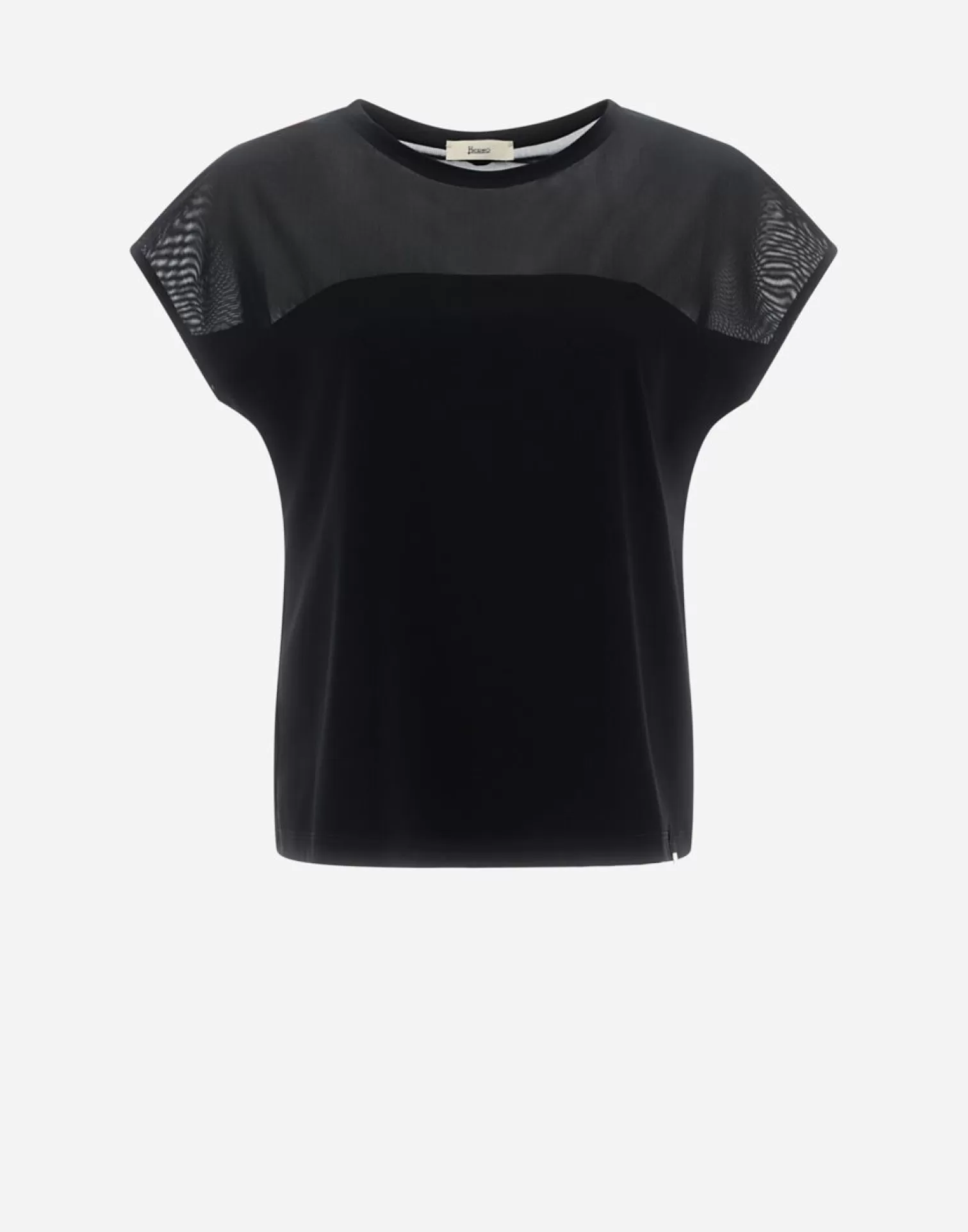 Herno T-Shirts>T-Shirt In Light Scuba & Stretch Tulle Black