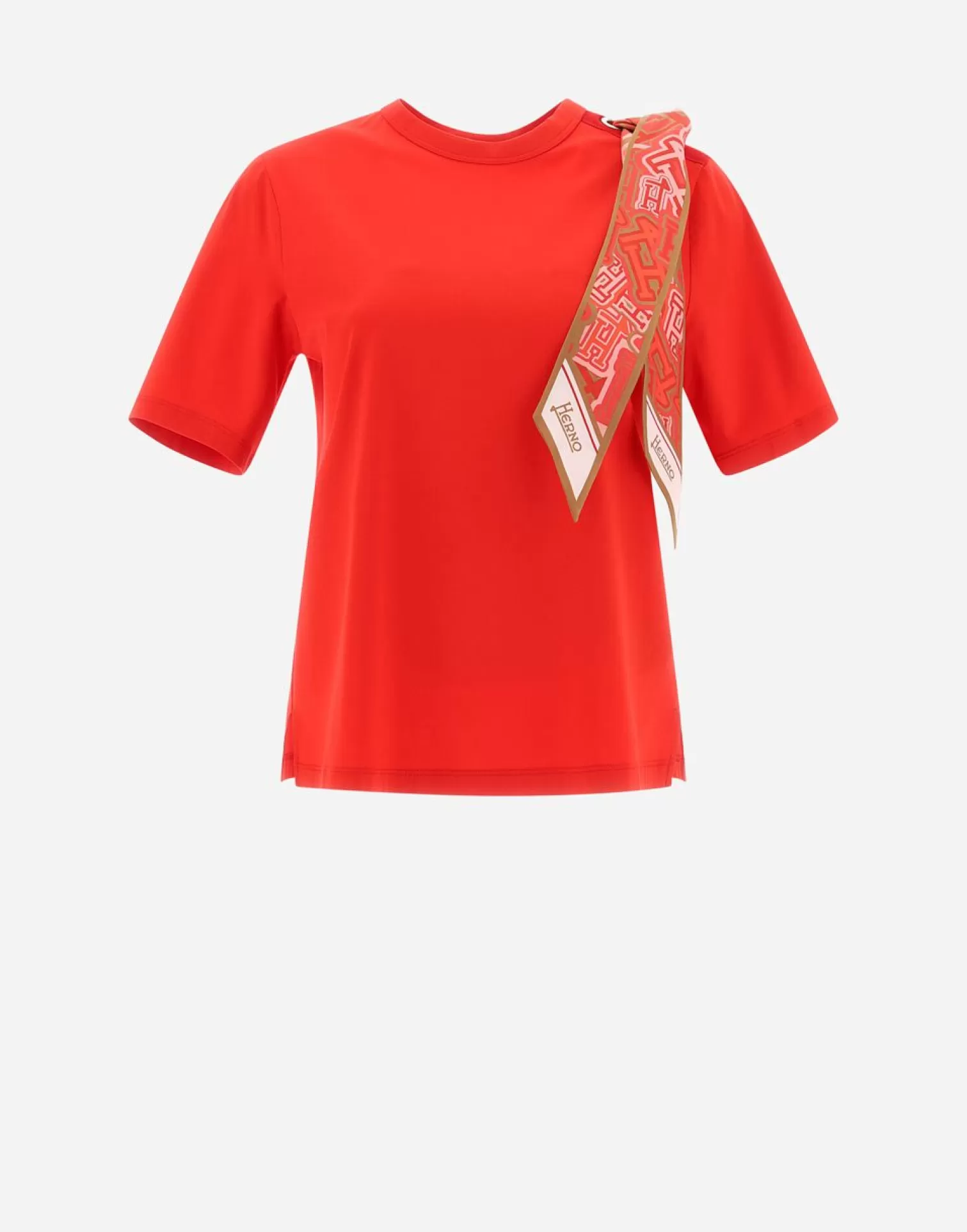 Herno T-Shirts>T-Shirt In Superfine Cotton Stretch With Bubble Scarf Red