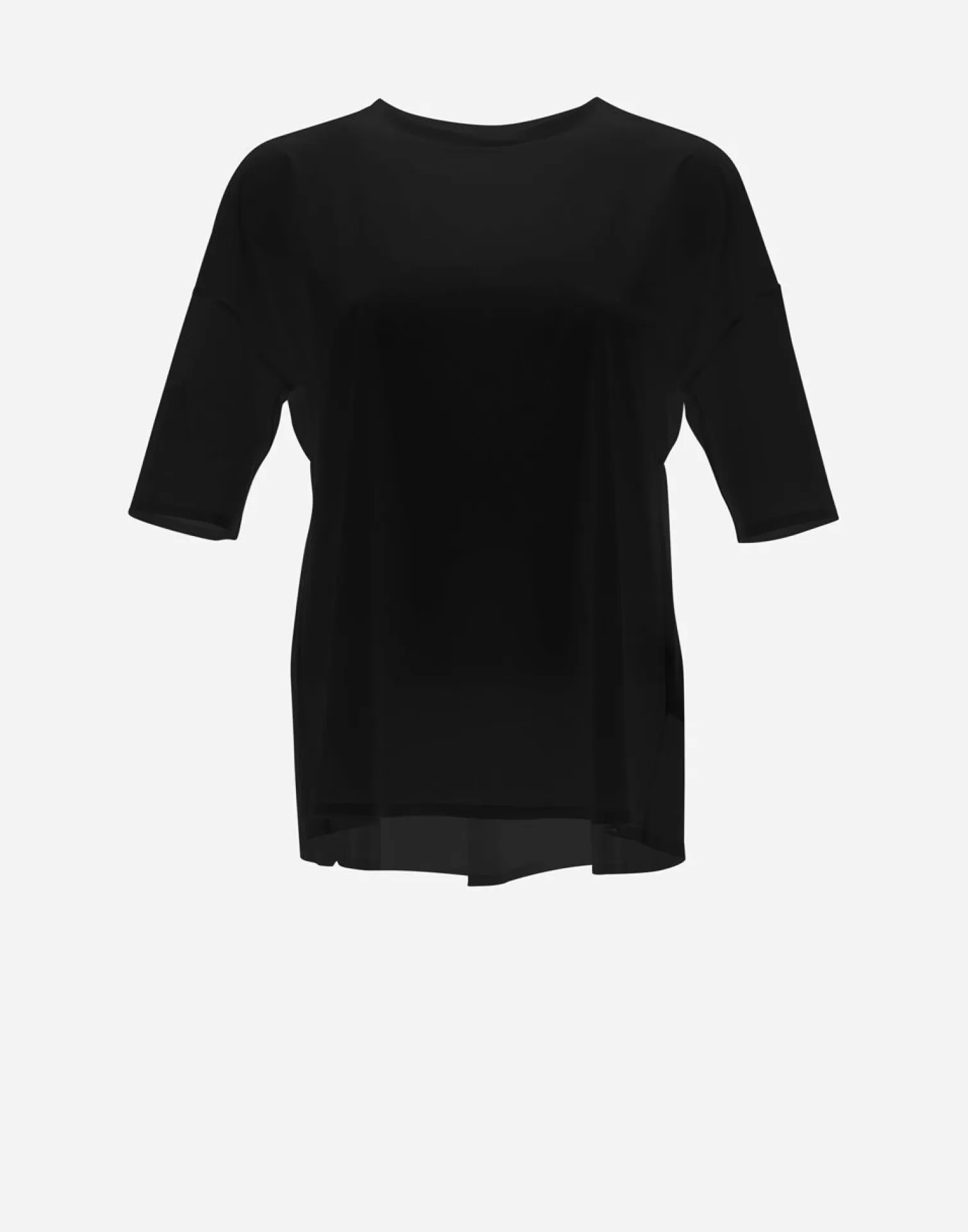 Herno T-Shirts>T-Shirt With Three-Quarter Sleeves In Spring Ultralight Scuba Black