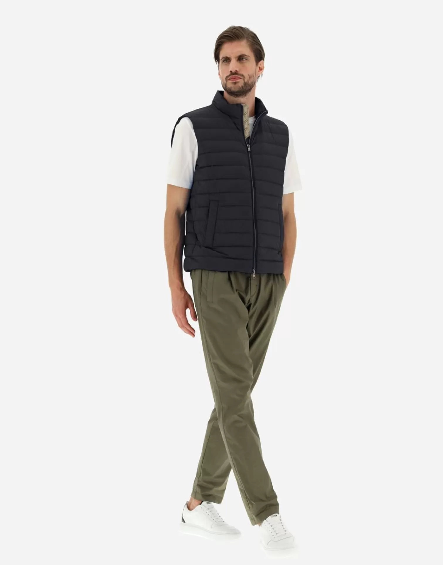 Herno Doudounes Courtes>Waistcoat In Nuage With Monogram Detailing Navy Blue