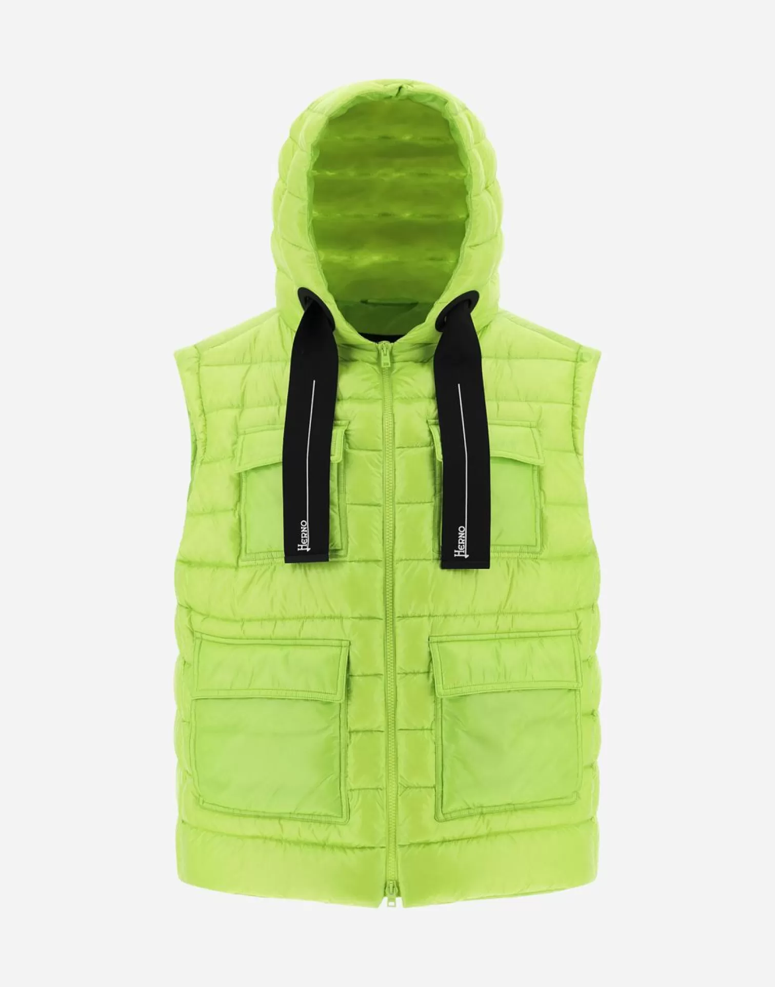 Herno Doudounes Longues>Waistcoat In Nylon Ultralight Neon Yellow